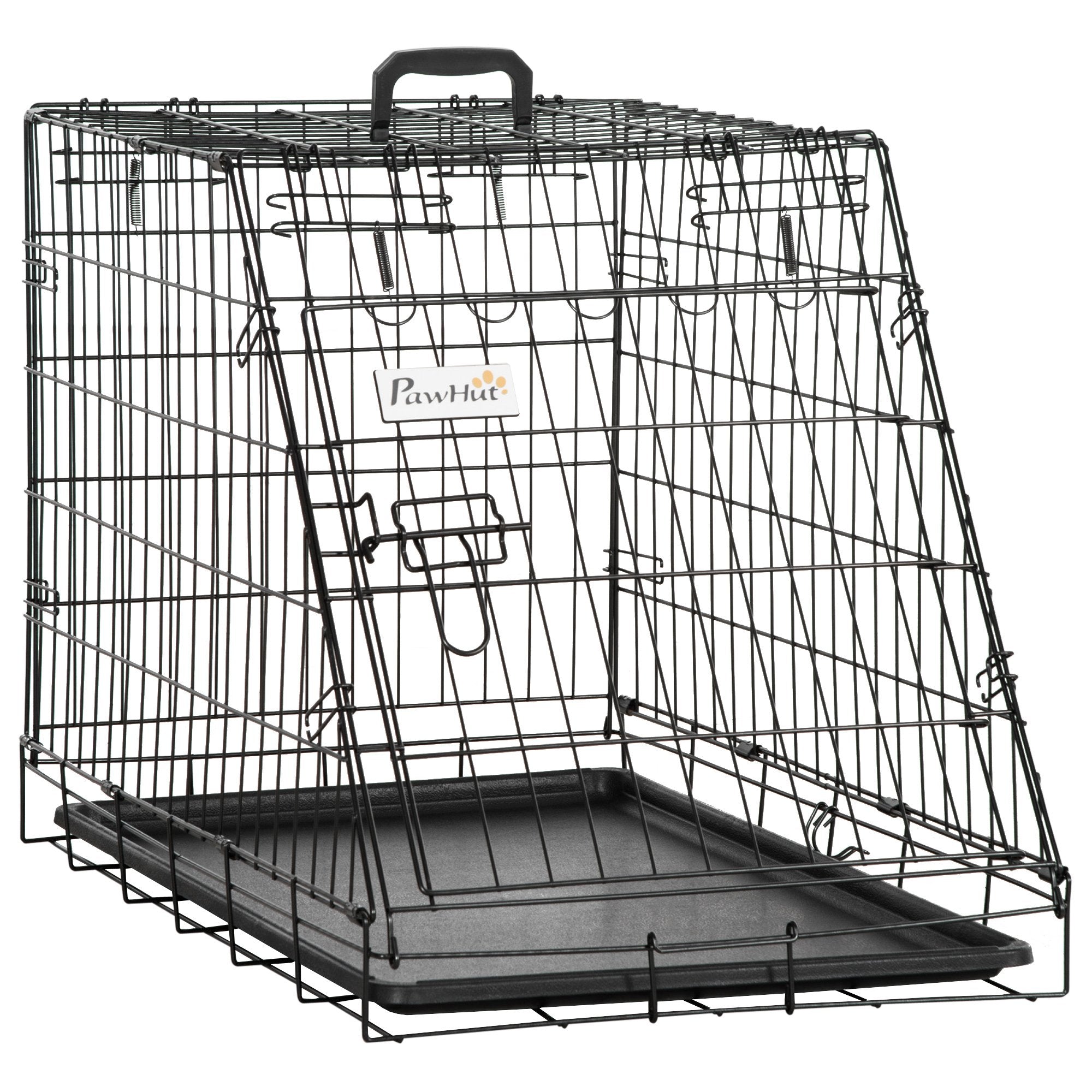 Pawhut Trapeze Collapsible Dog Pet Travel Box Cage Removable Tray 77 x 47 x 55cm - North Peak Garden Furniture
