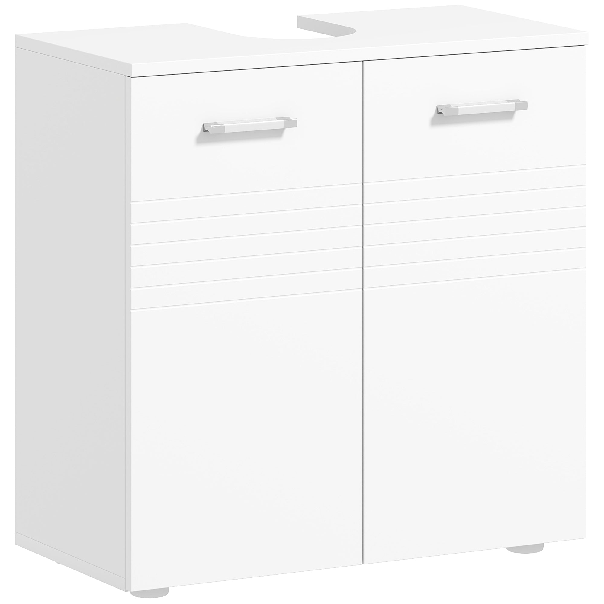 kleankin Under Sink Cabinet, Bathroom Vanity Unit, Pedestal Under Sink Design, Storage Cupboard with Adjustable Shelf, High Gloss, White - North Peak Garden Furniture