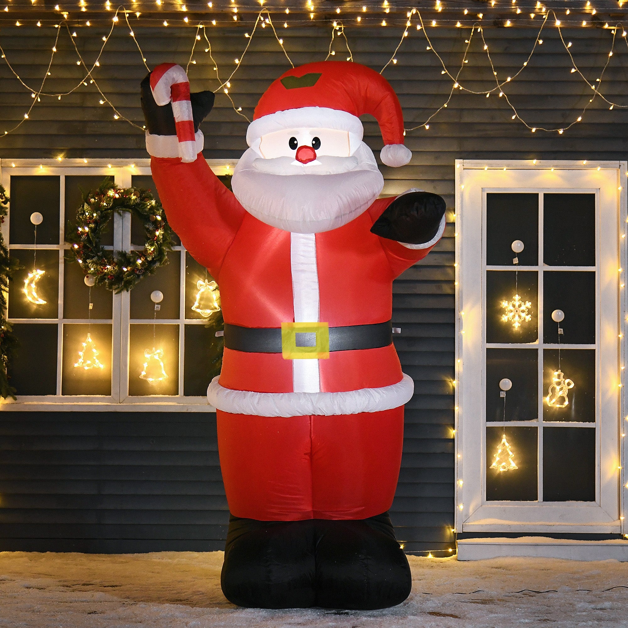 HOMCOM Inflatable Christmas Santa Claus Air Blown Decoration Yard - North Peak Garden Furniture