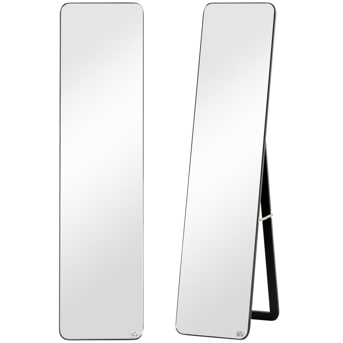 HOMCOM Full Length Mirror, Free Standing or Wall Hanging, Tall Full Body Mirror for Bedroom, Hallway, Black