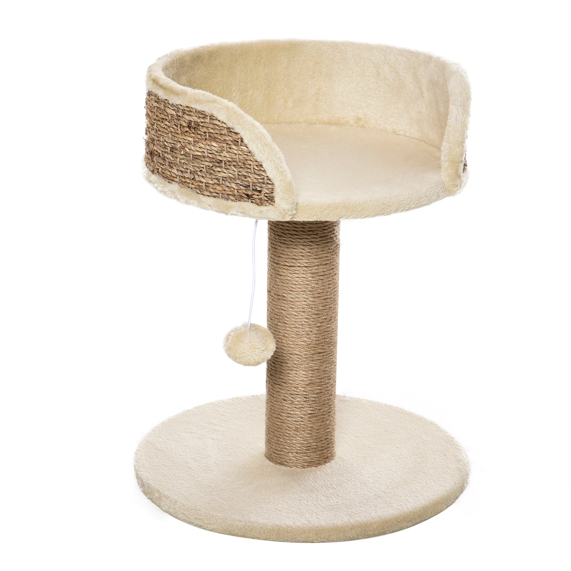 PawHut Cat Tree Cat Scratching Post for Indoor Cats Kitten Play Tower Activity Centre Climbing Stand with Dangling Ball Beige - North Peak Garden Furniture