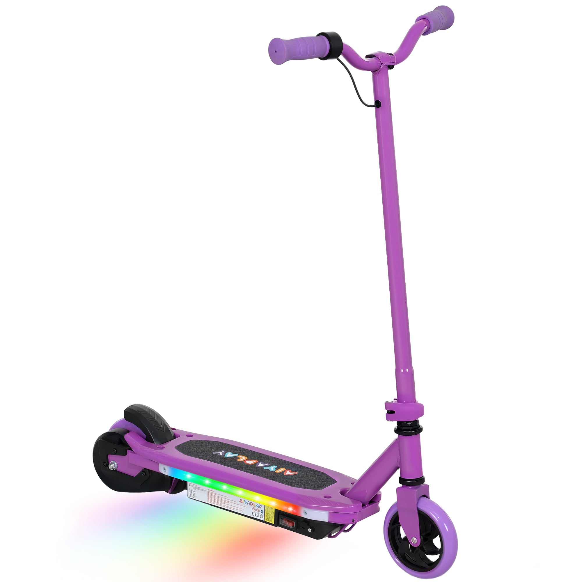 AIYAPLAY Electric Scooter for Ages 6-14, with Colourful Light and Electric Brake, Electric Scooter E Scooter, Up to 10 KM/H & 8 KM, Purple - North Peak Garden Furniture