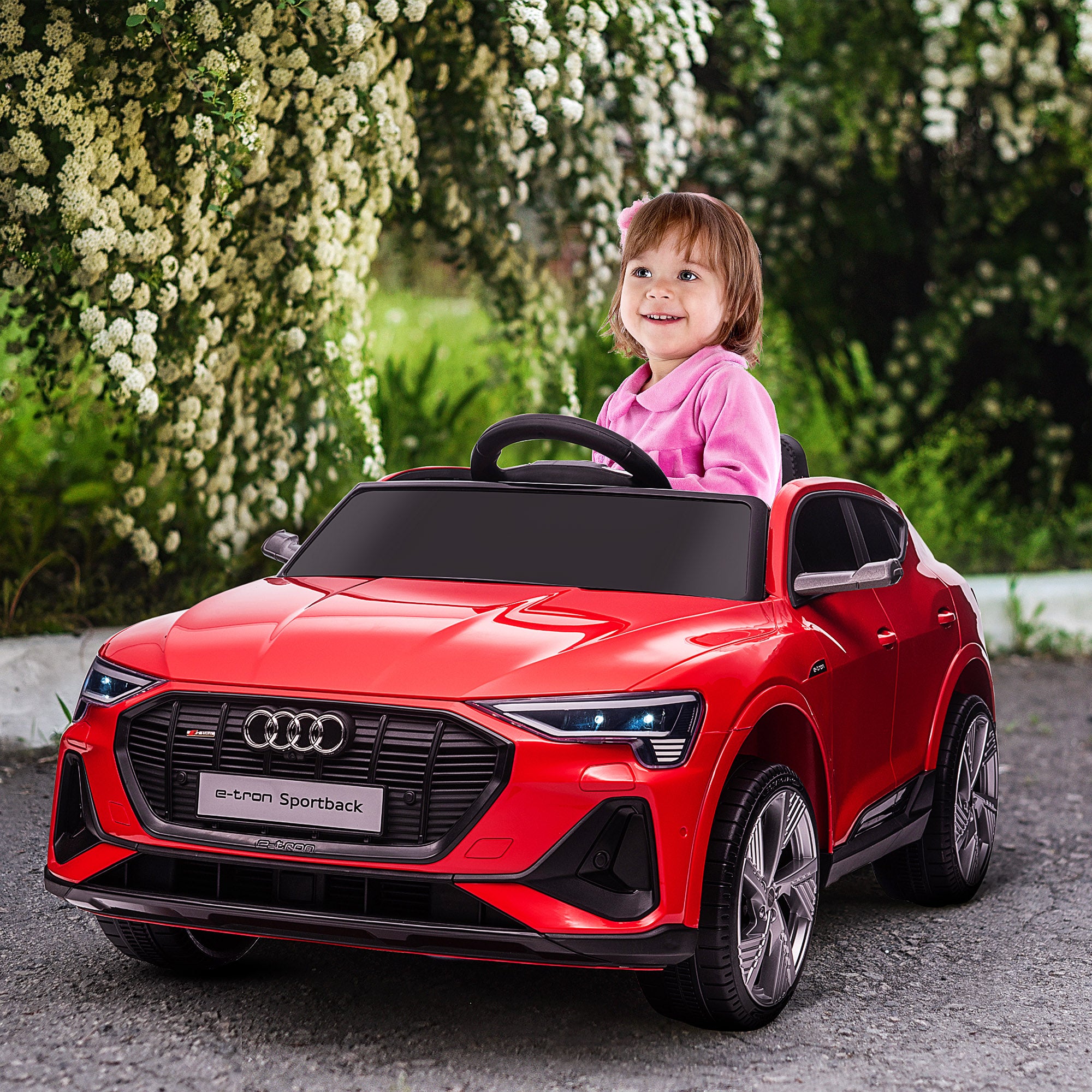 HOMCOM Audi E-tron Licensed 12V Kids Electric Ride On Car with Parental Remote Music Lights MP3 Suspension Wheels for 3-5 Years Red - North Peak Garden Furniture
