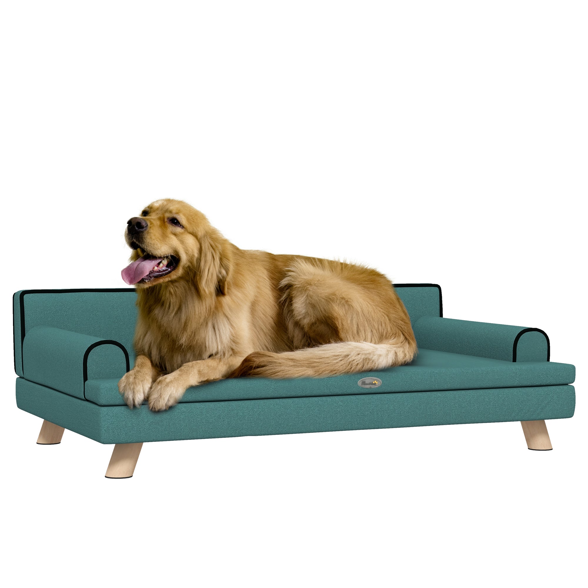 PawHut Dog Sofa, with Wooden Legs, Water-Resistant Fabric, for Medium & Large Dogs - Green - North Peak Garden Furniture