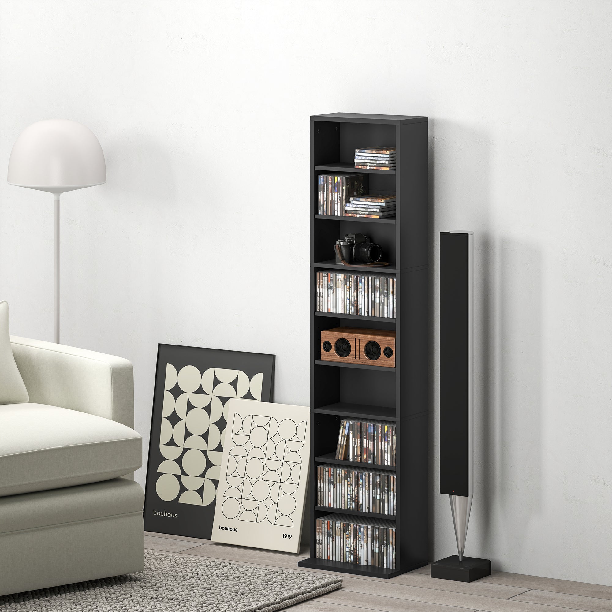 HOMCOM 260 Narrow CD Storage Unit - Black - North Peak Garden Furniture