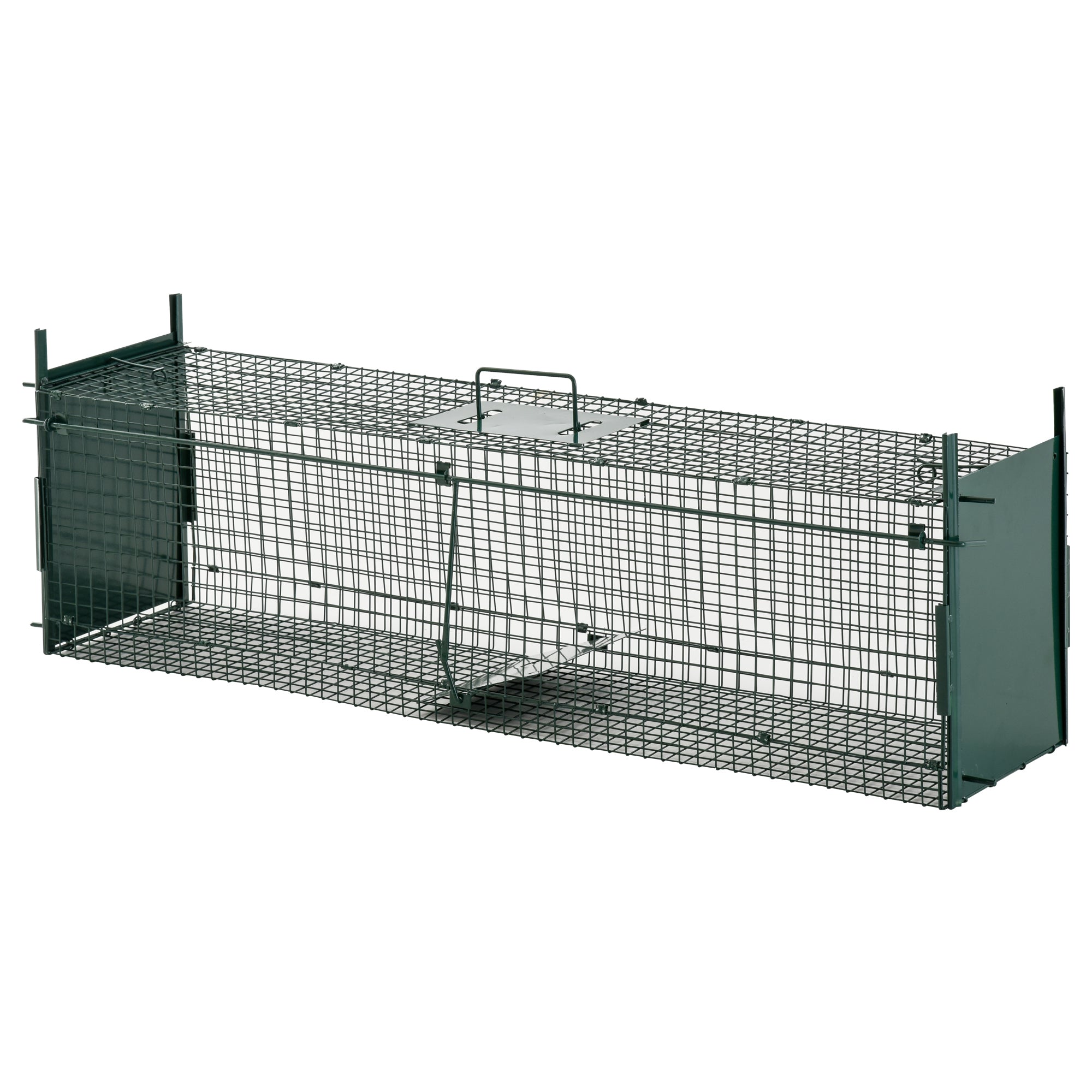 PawHut Two-Door Live Trap for Small Animals, Animal Trap for Rat, Mice, Mink, Rabbit, Raccoon, Squirrel - Dark Green - North Peak Garden Furniture