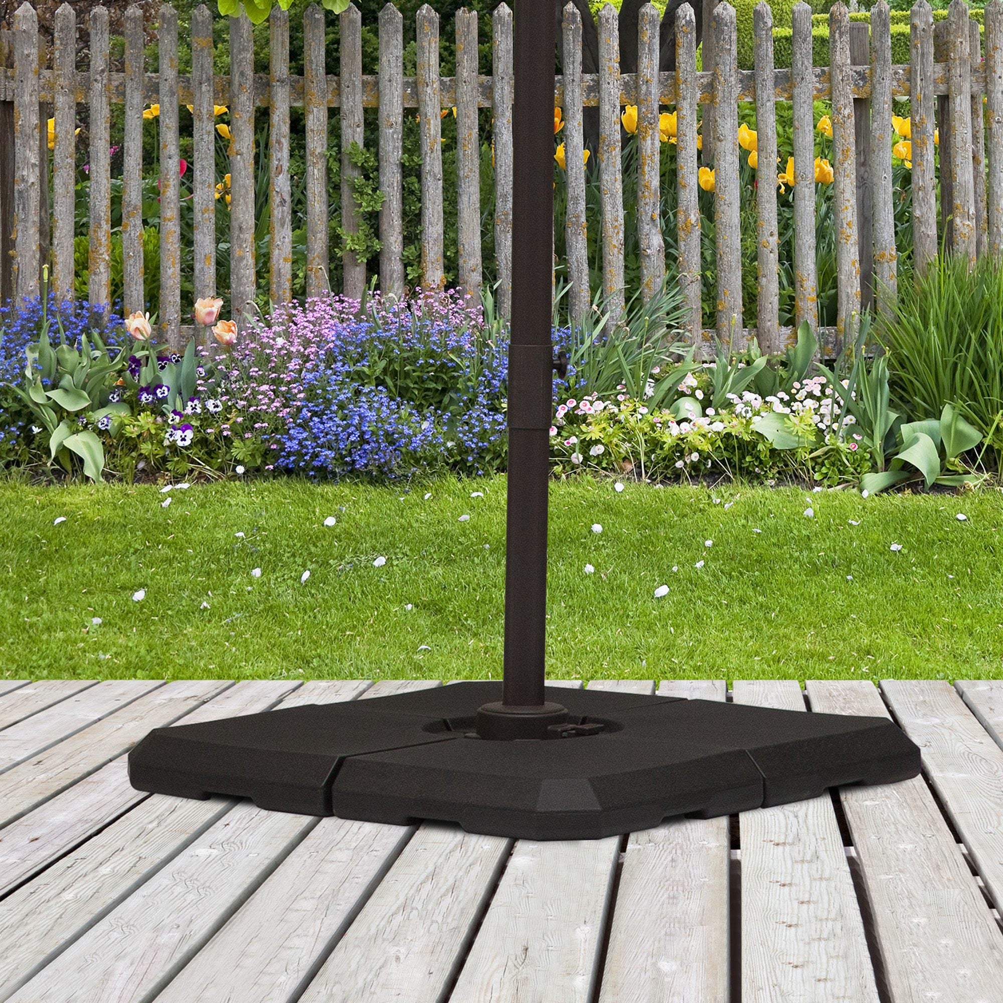 Outsunny Set of 4 Parasol Base Stand Weights for Cantilever Parasols, Water and Sand Filled, Up to 120kg, Black - North Peak Garden Furniture