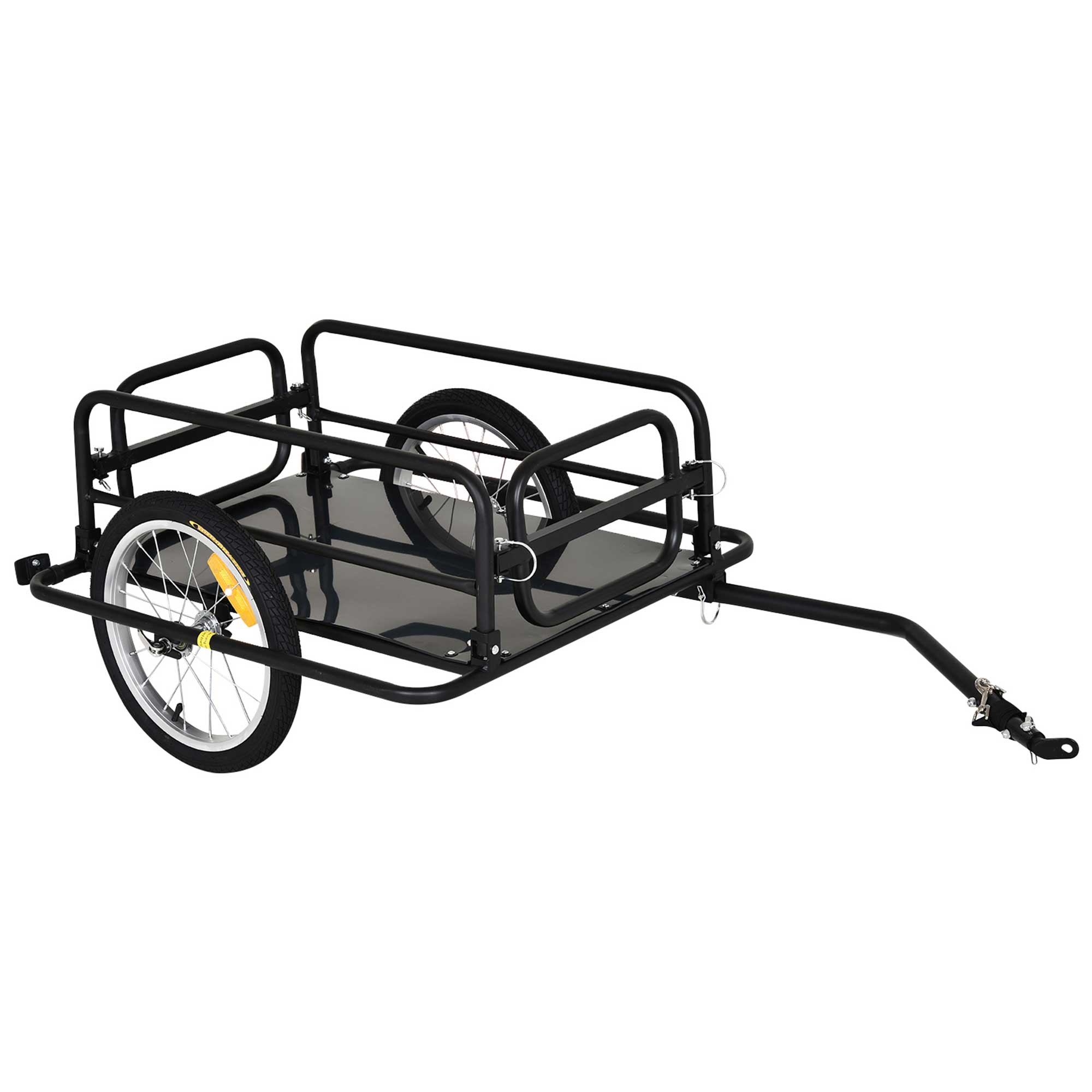 HOMCOM Bike Cargo Trailer in Steel Frame Extra Bicycle Storage Carrier with Hitch-Black - North Peak Garden Furniture