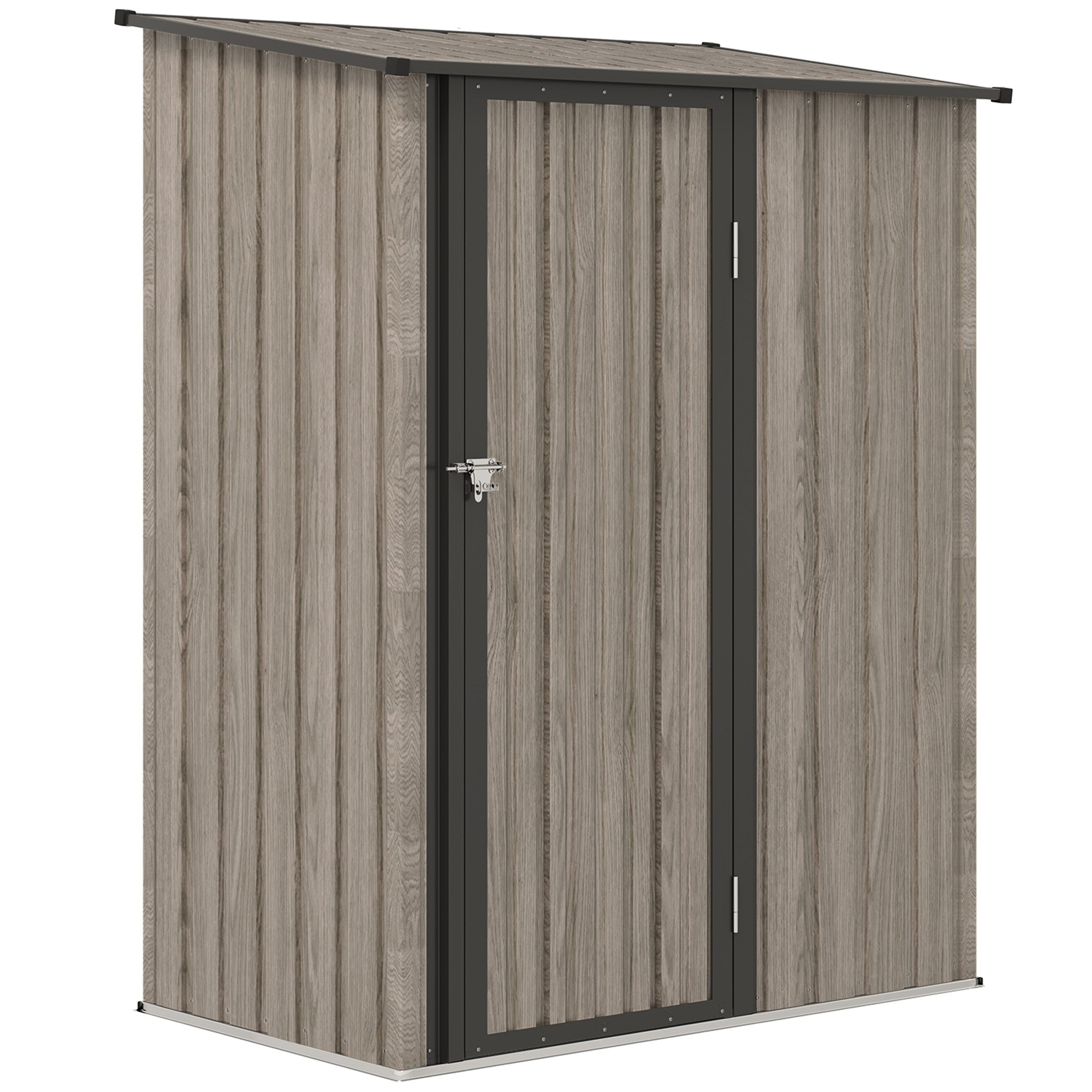 Outsunny 5ft x 3ft Metal Garden Storage Shed, Outdoor Tool Shed with Sloped Roof, Lockable Door for Tools, Equipment, Light Grey - North Peak Garden Furniture