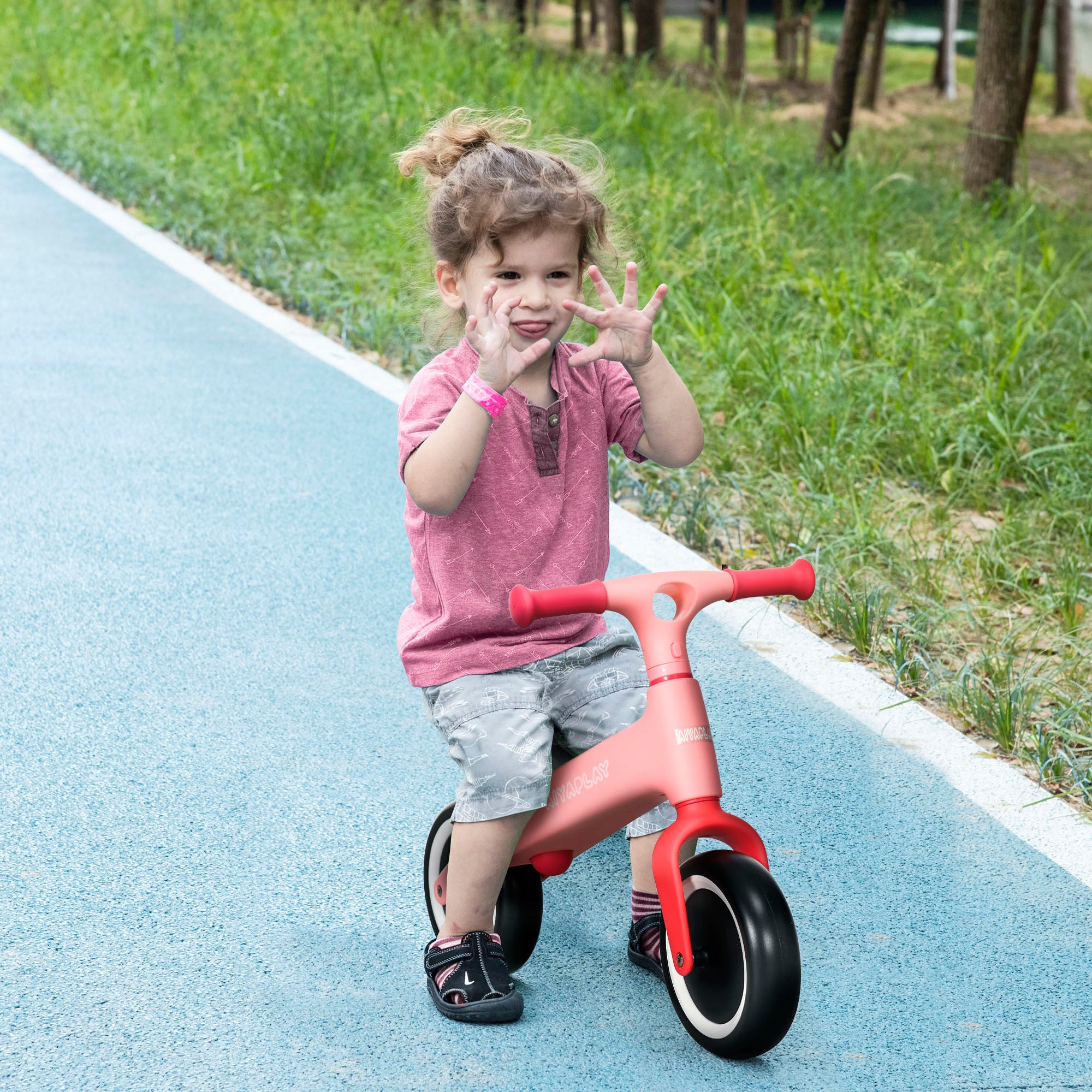 AIYAPLAY Baby Balance Bike, with Adjustable Seat, for 1.5-3 Years - Pink - North Peak Garden Furniture