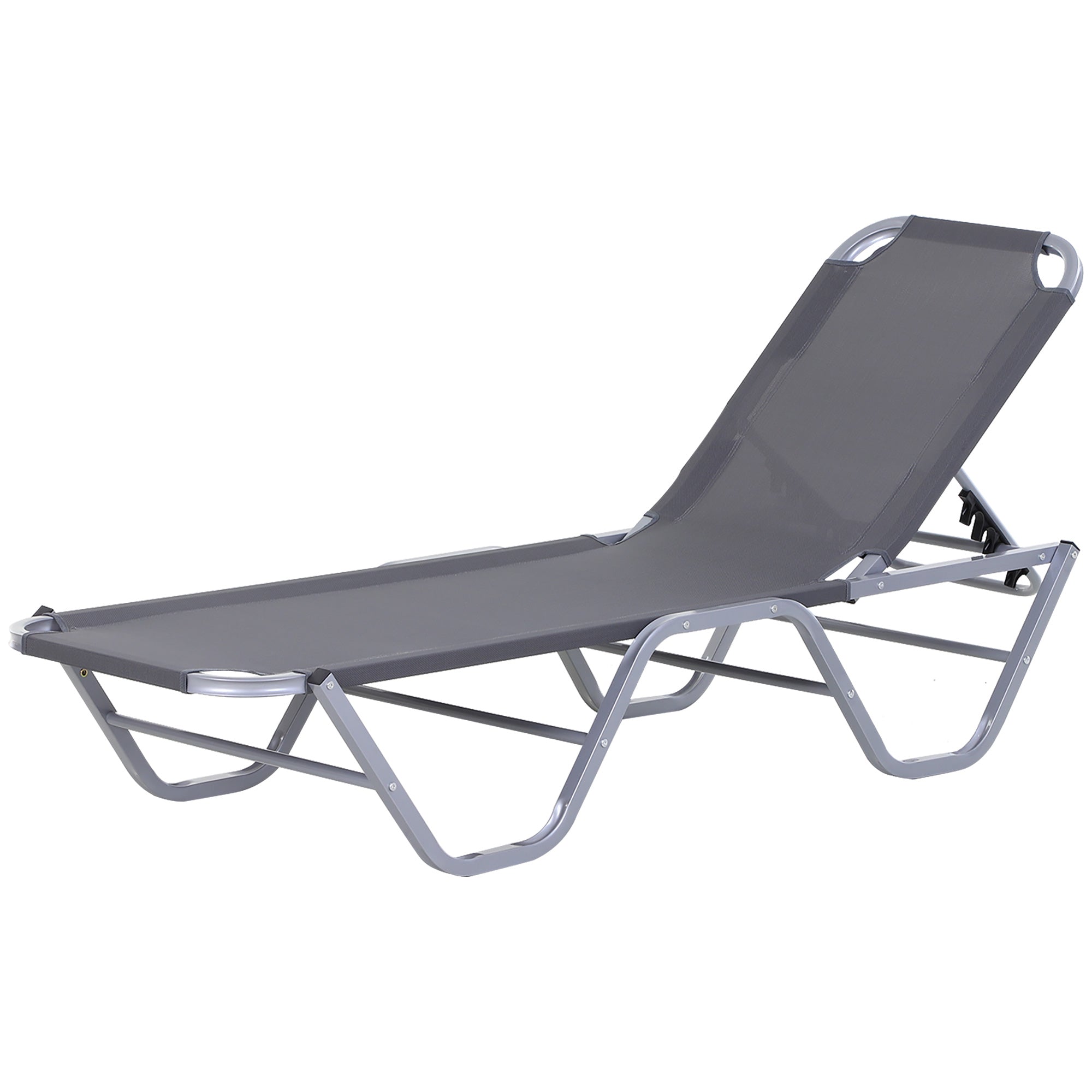 Outsunny Sun Lounger Relaxer Recliner w/ 5-Position Adjustable Backrest Pool Sun Bathing - North Peak Garden Furniture
