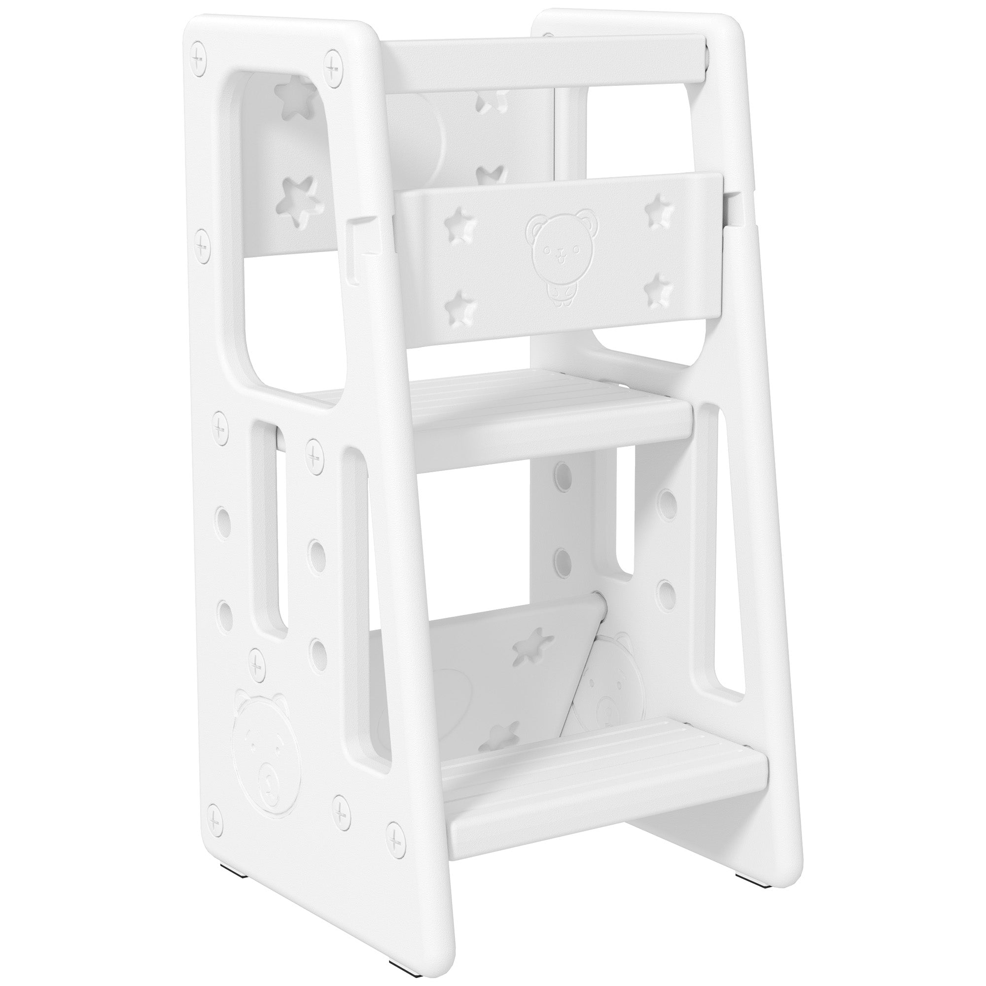 HOMCOM Kids Step Stool, Adjustable Standing Platform, Toddler Kitchen Stool - North Peak Garden Furniture