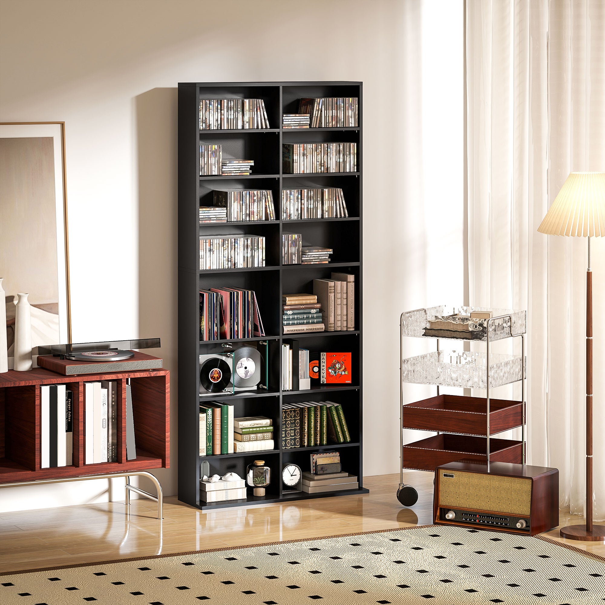 HOMCOM 640 CD Storage Tower - Black - North Peak Garden Furniture