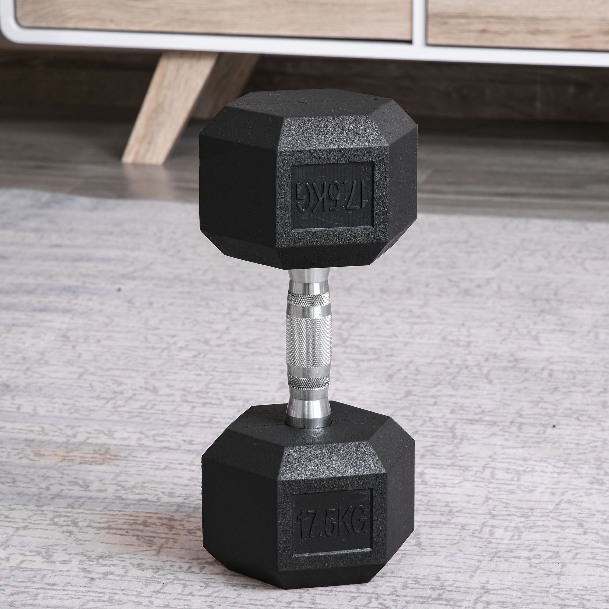 HOMCOM 2x17.5kg Rubber Hex Dumbbell Portable Hand Weights Dumbbell Home Gym Workout Fitness Hand Dumbbell - North Peak Garden Furniture