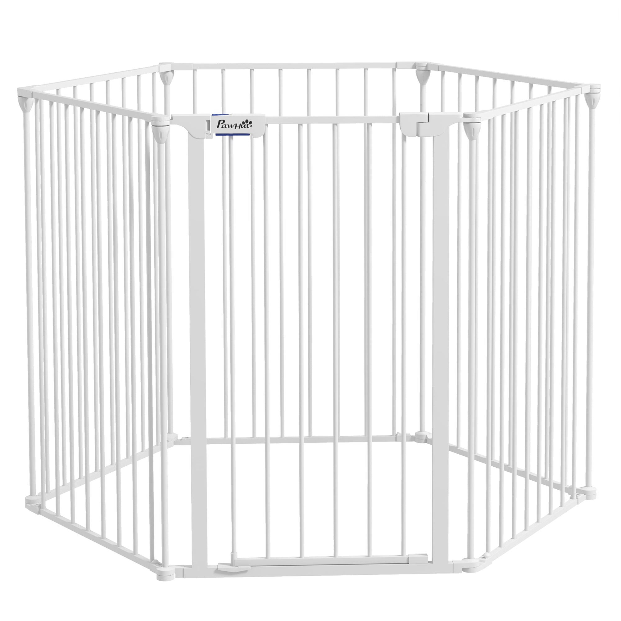 PawHut 6 Panels Foldable Dog Playpen, Puppy Pen Crate with Door - White - North Peak Garden Furniture