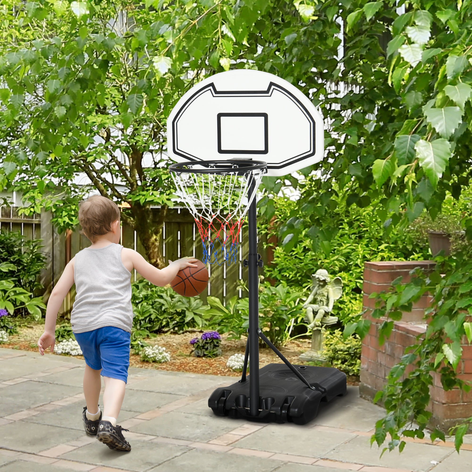 HOMCOM Portable Basketball Stand 94-123cm Basket Height Adjustable Hoop For Adults Suitable for Pool Side - North Peak Garden Furniture