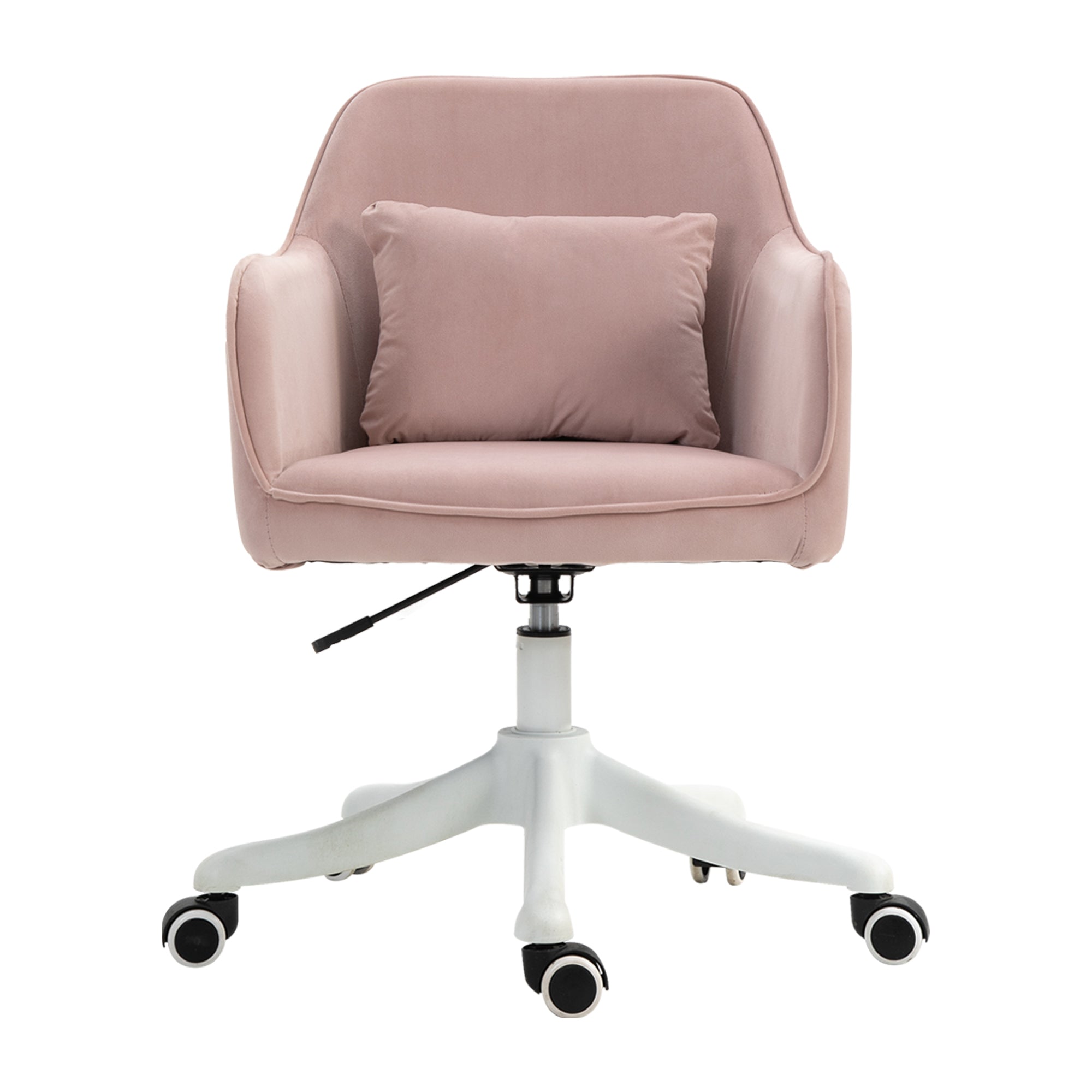 Vinsetto Velvet Office Chair, Desk Chair, Makeup Vanity Chair with Massage Lumbar Pillow and Rolling Wheels for Bedroom and Home, Pink - North Peak Garden Furniture
