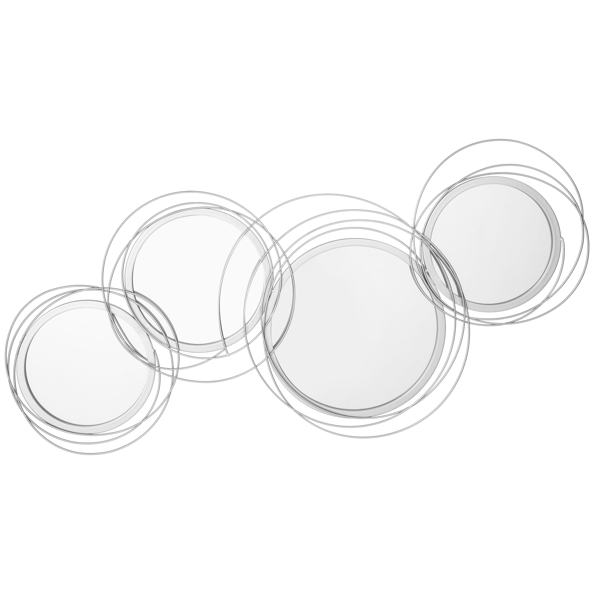 HOMCOM Metal Wall Art Modern Decorative Mirror Decor Hanging Home Wall Sculptures for Living Room Bedroom Dining Room, Silver - North Peak Garden Furniture