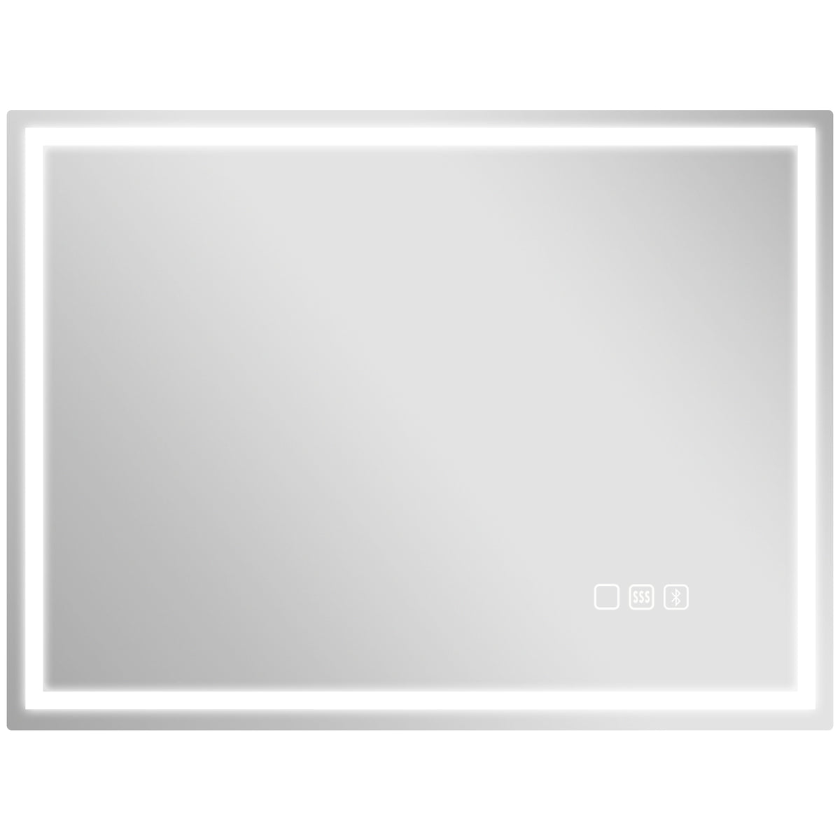 HOMCOM 60 x 80 cm Anti-Fog LED Bathroom Mirror, with Bluetooth and Clock - Silver Tone