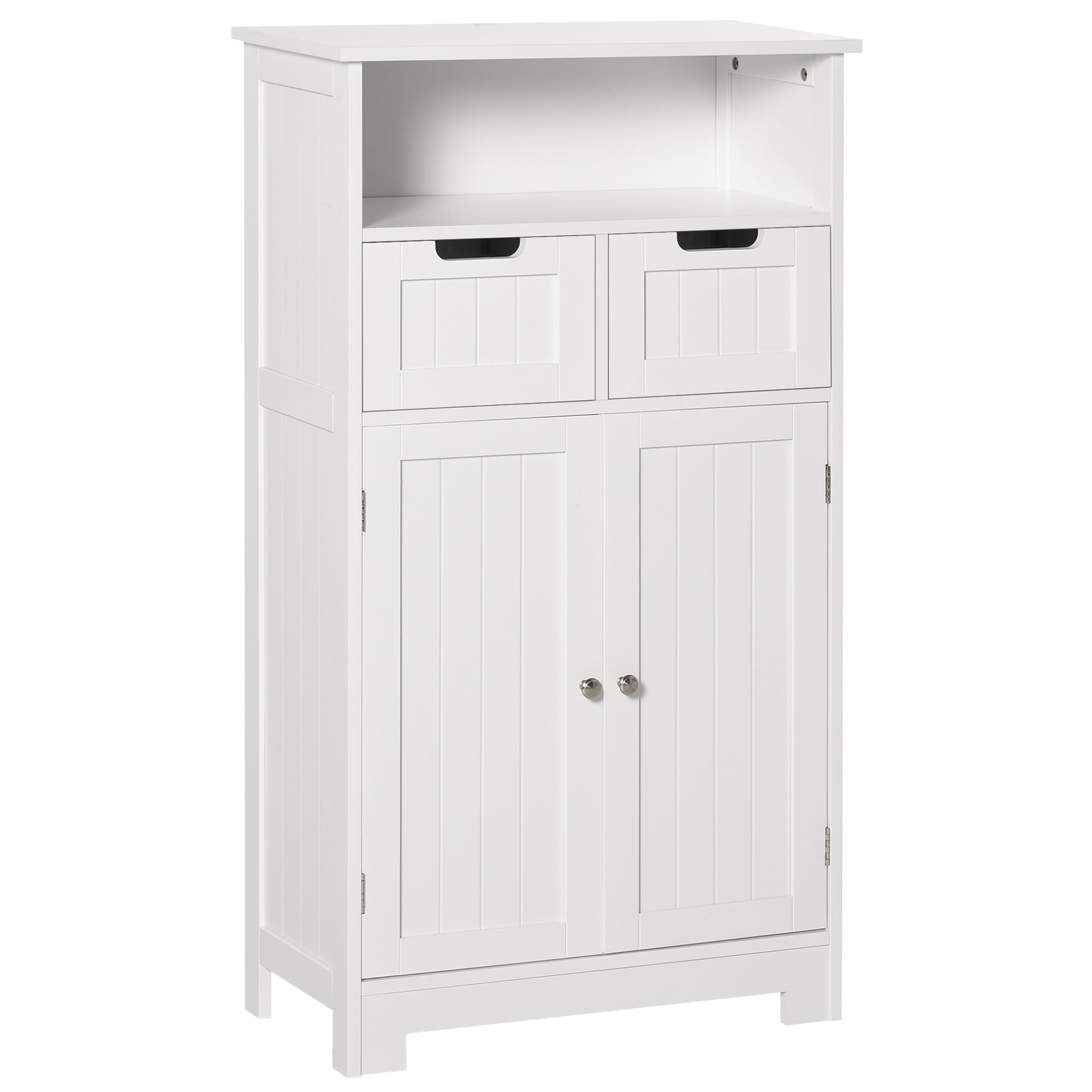 kleankin Bathroom Cabinet, Free Standing Bathroom Storage Cabinet with 2 Drawers and Adjustable Shelf, Small Bathroom Storage Unit, White - North Peak Garden Furniture