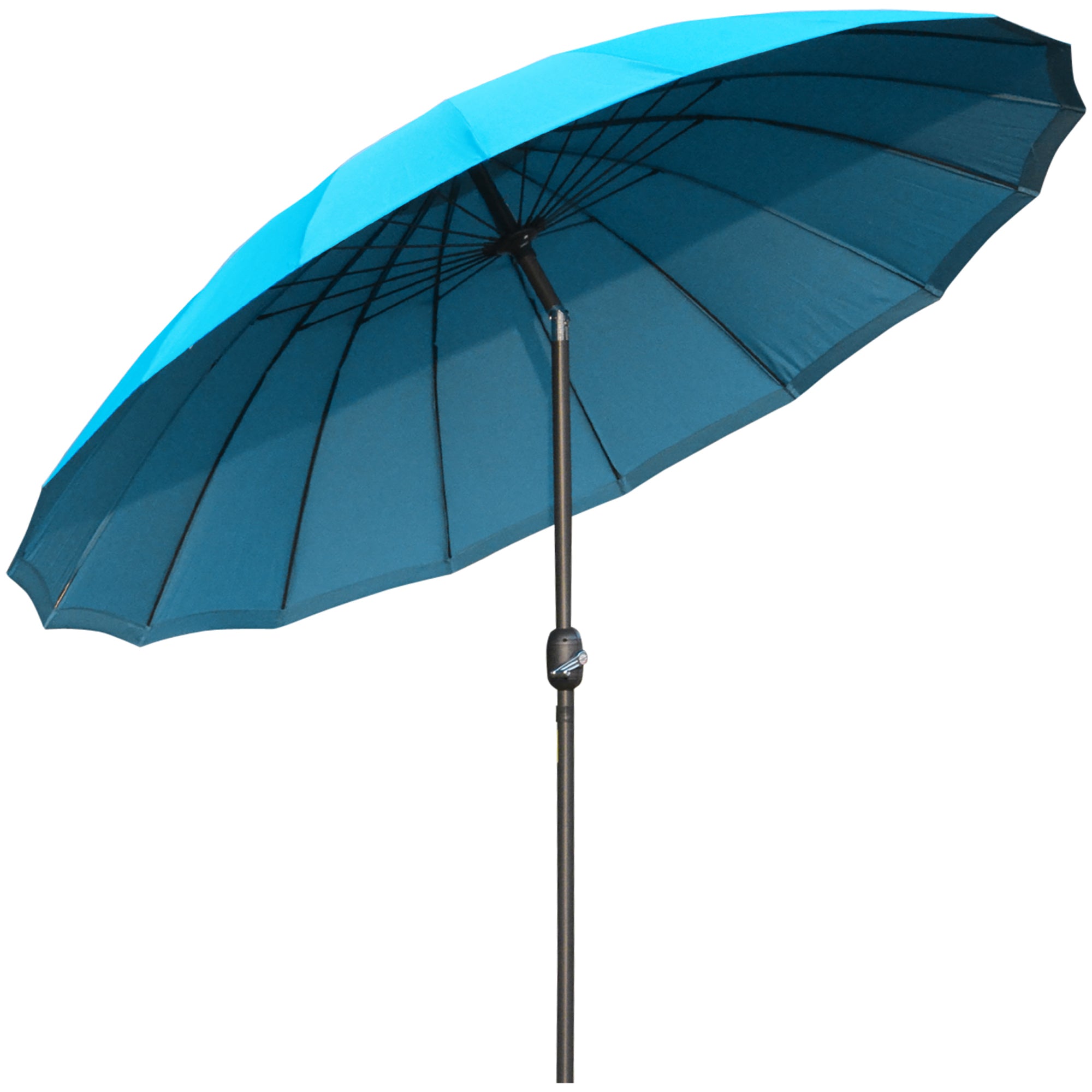 Outsunny 2.5m Shanghai Garden Parasol Umbrella with Crank & Tilt, Adjustable Outdoor Sun Shade, Blue - North Peak Garden Furniture