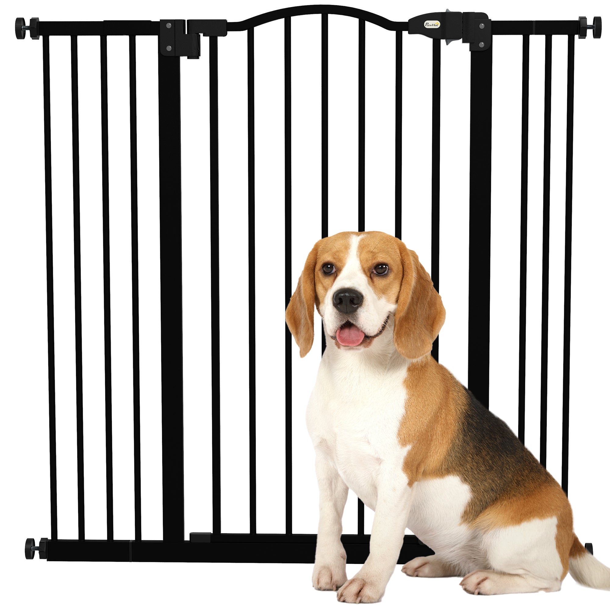 PawHut Pressure Fit Dog Stair Gate No Drilling Safety Gate Auto Close for Doorways, Hallways, 74-100cm Adjustable, 94cm Tall, Black - North Peak Garden Furniture