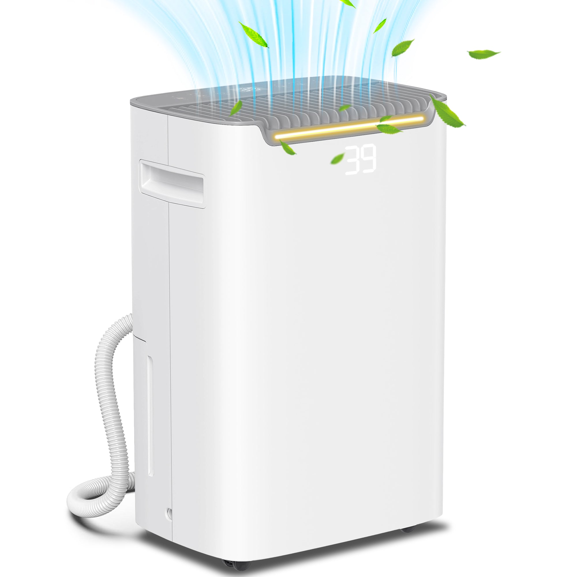 HOMCOM 20L/Day Dehumidifier with Continuous Drainage, 2.5L Water Tank, 24H Timer On/off, Digital Humidity Display, Air Filter, Dehumidifier for Home Damp, Bedroom, Condensation, Mould, Laundry Drying - North Peak Garden Furniture