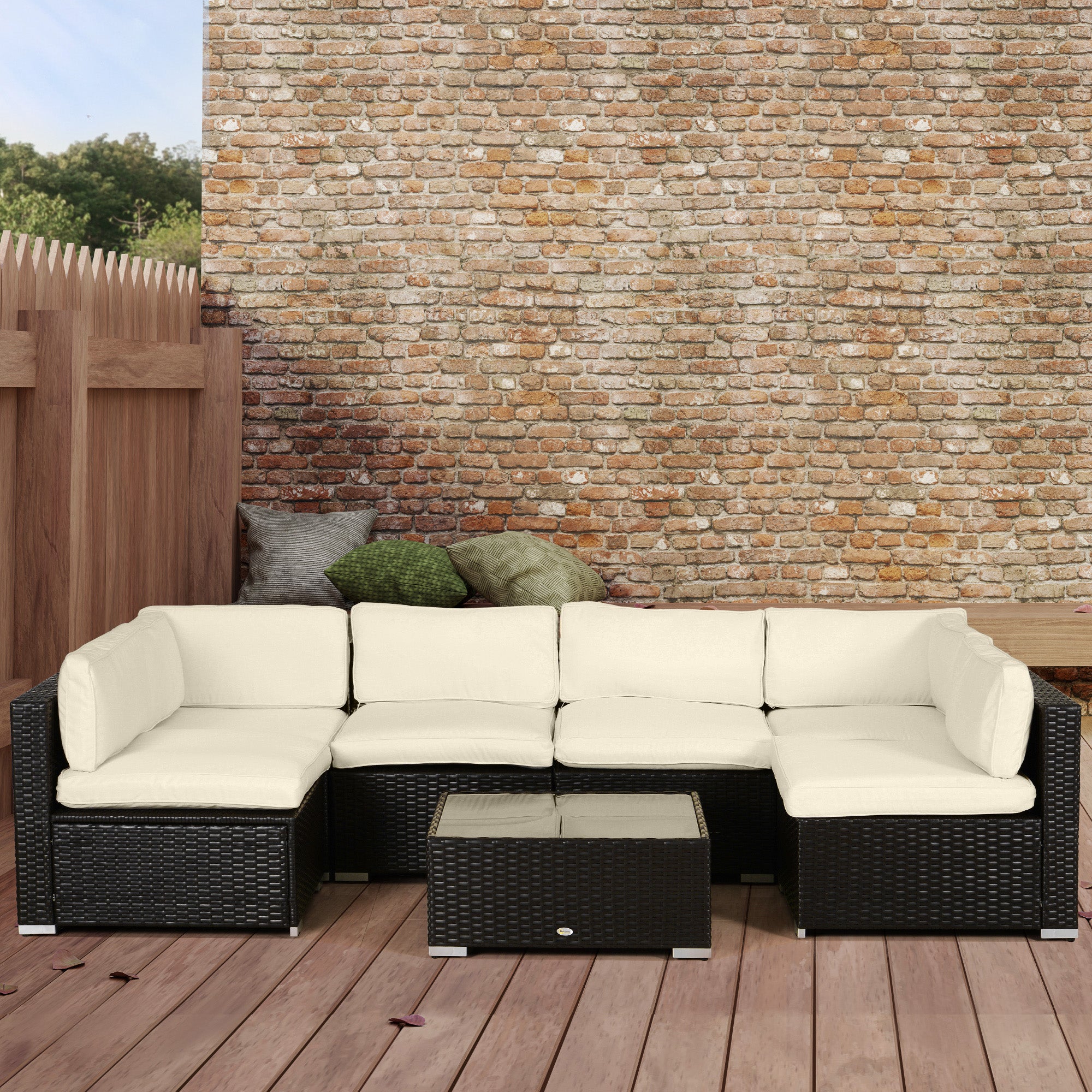 Outsunny Garden Rattan Sofa Cushion Polyester Cover Replacement Outdoor- No Cushion Included Beige - North Peak Garden Furniture