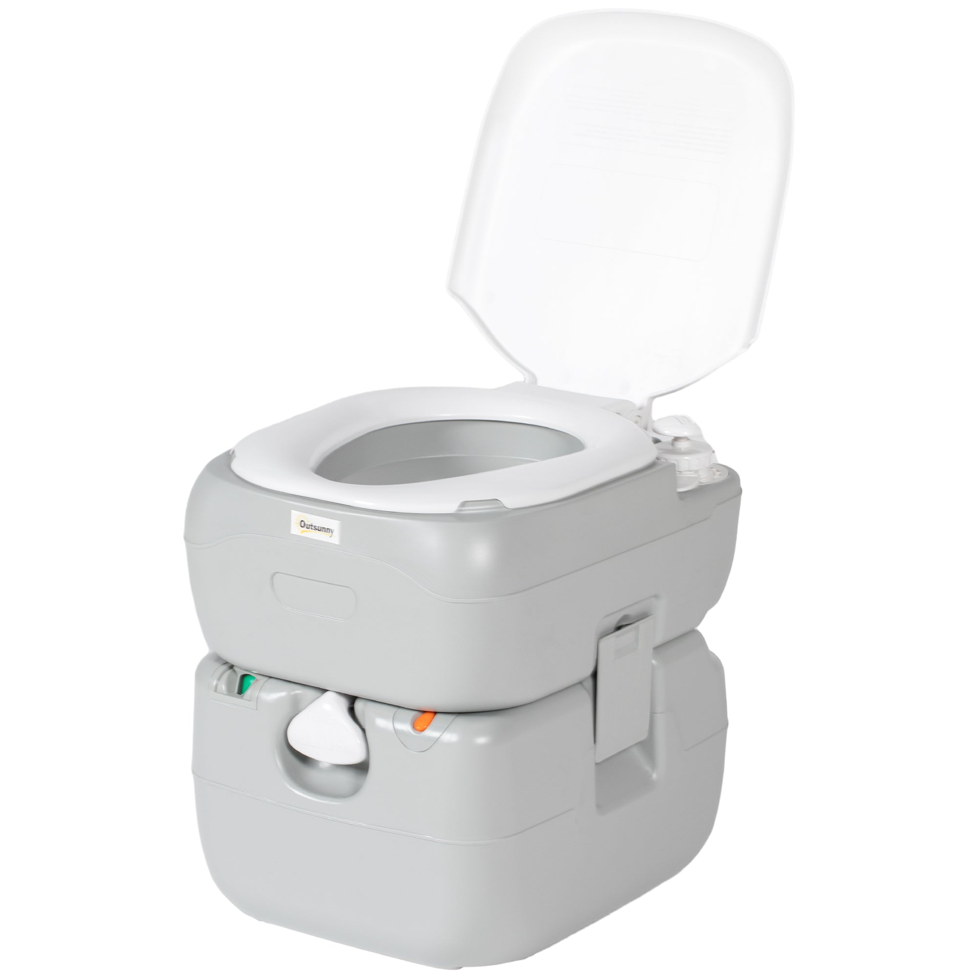 Outsunny Portable Toilet for Adults, 22L Camping Toilet with Seat, Lid and Anti-Leak Handle Pump, Outdoor Travel Toilet with Detachable Tanks for Camping, Boating, Hiking, Travel, RV, Grey - North Peak Garden Furniture