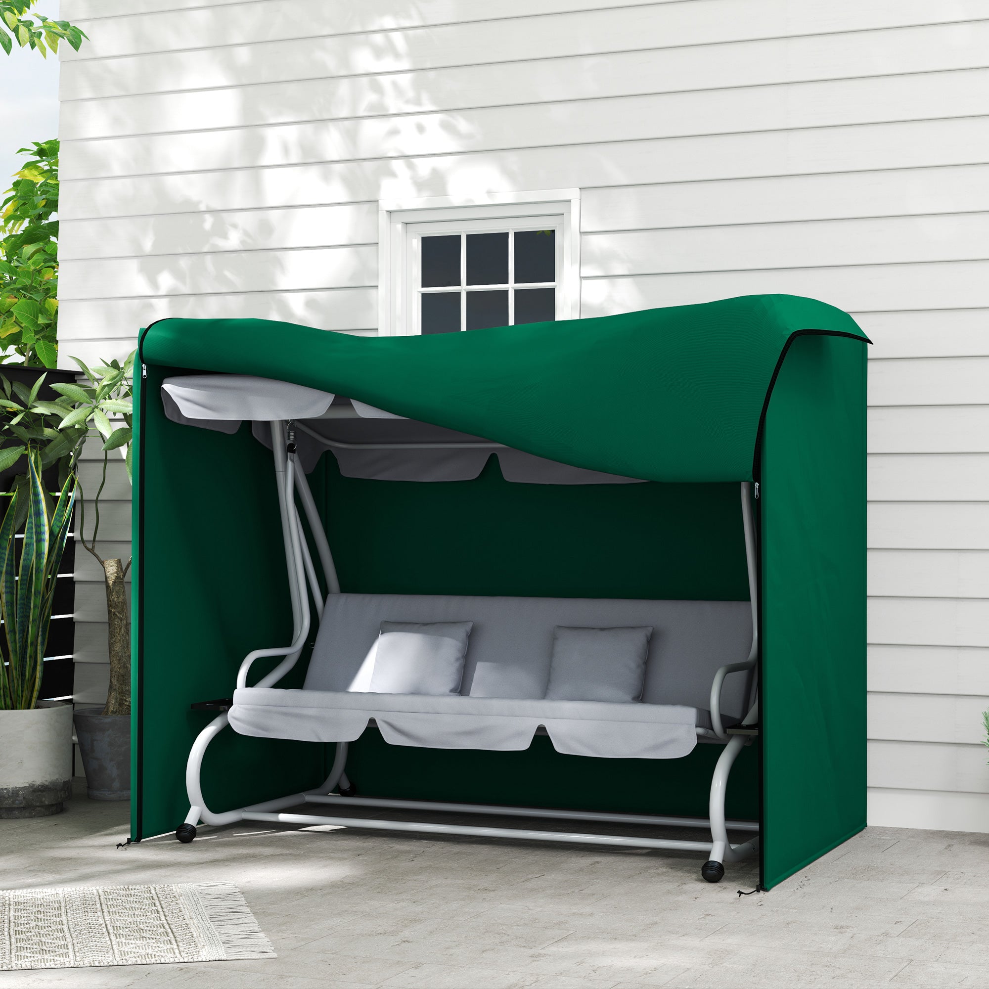 Outsunny 220 x 125cm Three-Seater Swing Chair Protective Cover - Green - North Peak Garden Furniture