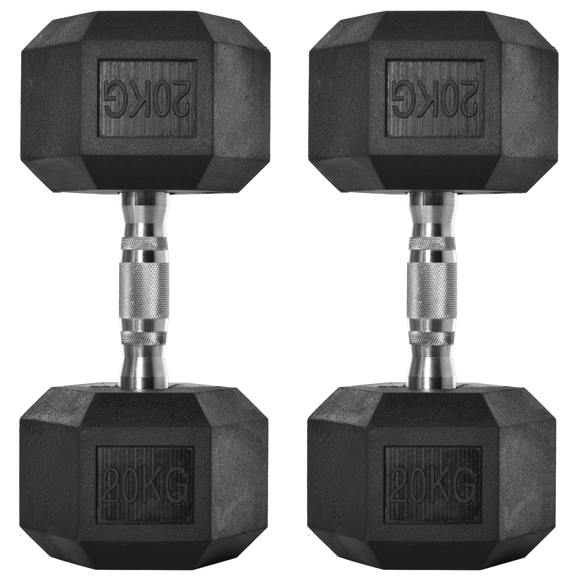HOMCOM 2x20kg Rubber Hex Dumbbell Portable Hand Weights Dumbbell Home Gym Workout Fitness Hand Dumbbell - North Peak Garden Furniture