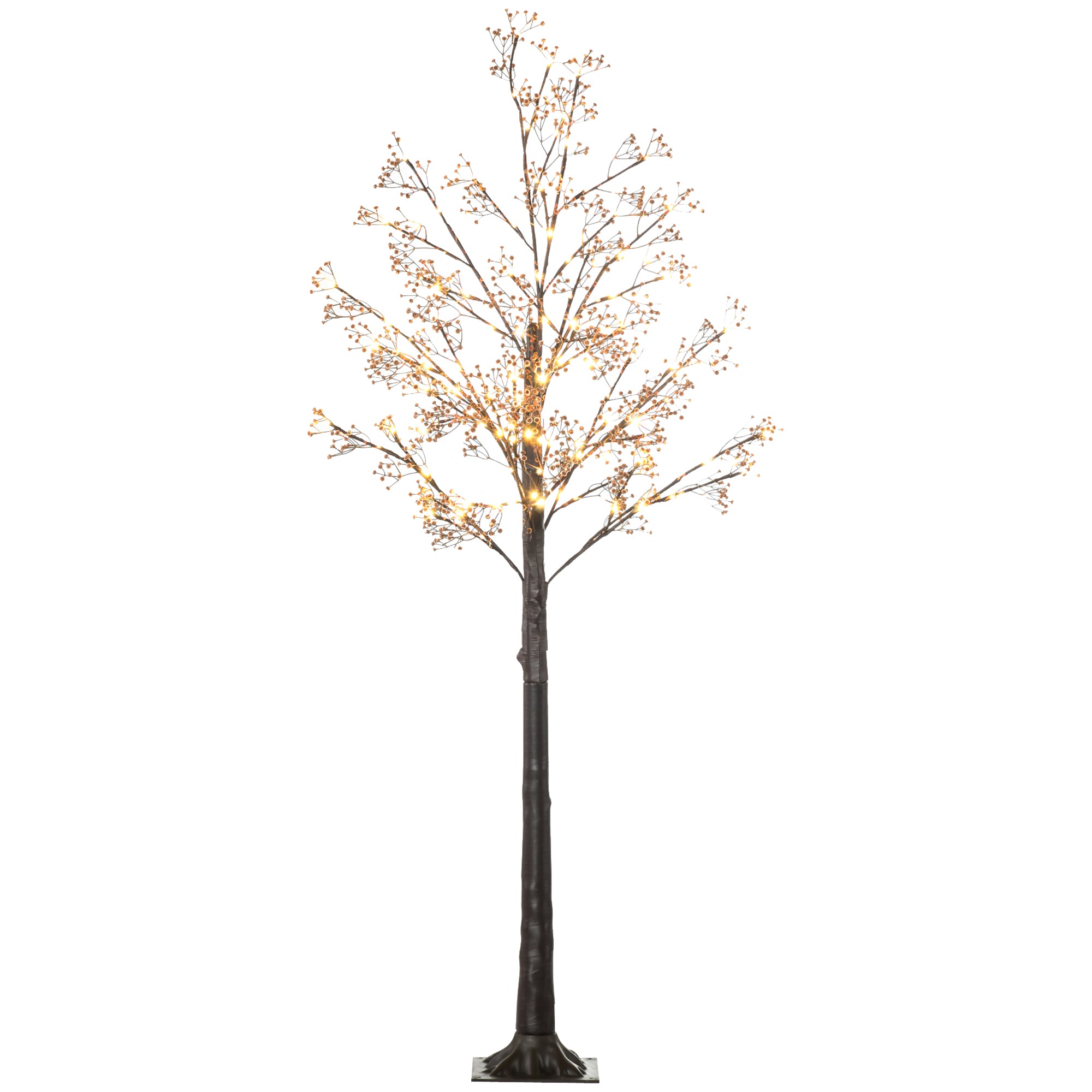 HOMCOM 6ft Artificial Gypsophila Blossom Tree Light with 96 Warm White LED Light, Baby Breath Flowers for Home Party Wedding, Indoor and Outdoor Use - North Peak Garden Furniture