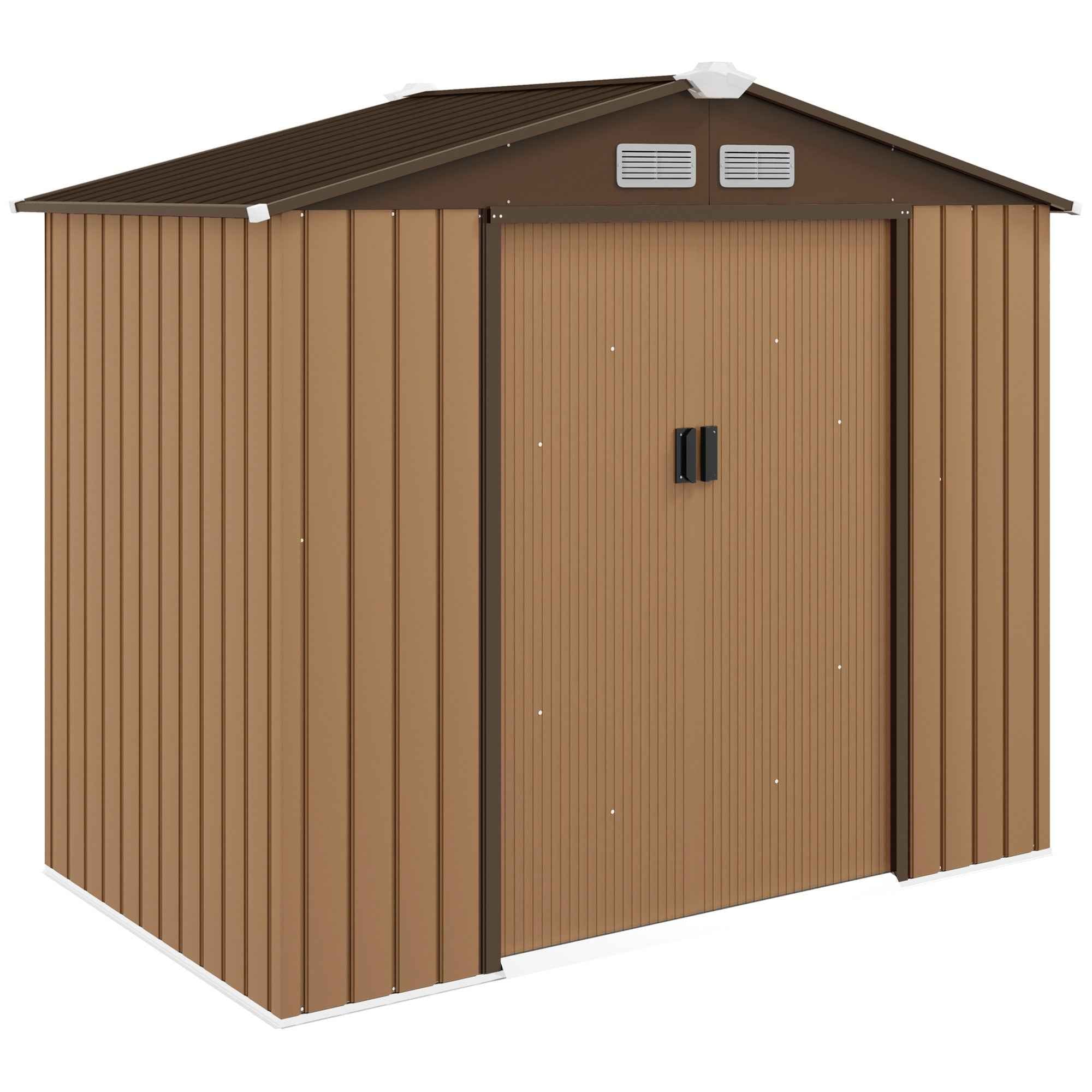 Outsunny 7 x 4ft Lockable Metal Garden Tool Storage Shed Storage - Yellow