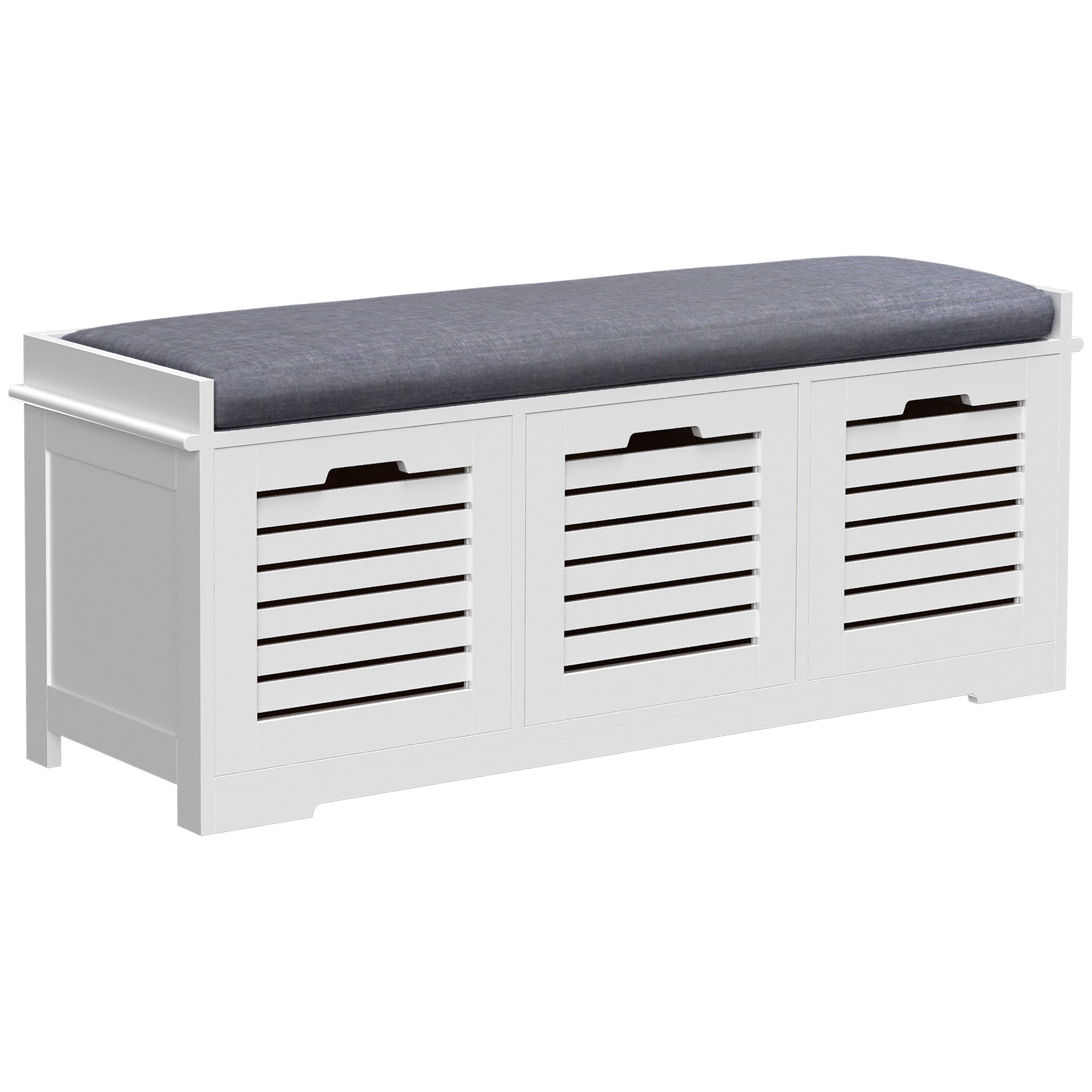 HOMCOM Shoe Storage Bench with 3 Drawers & Removable Grey Seat Cushion Hallway Organisation furniture - North Peak Garden Furniture
