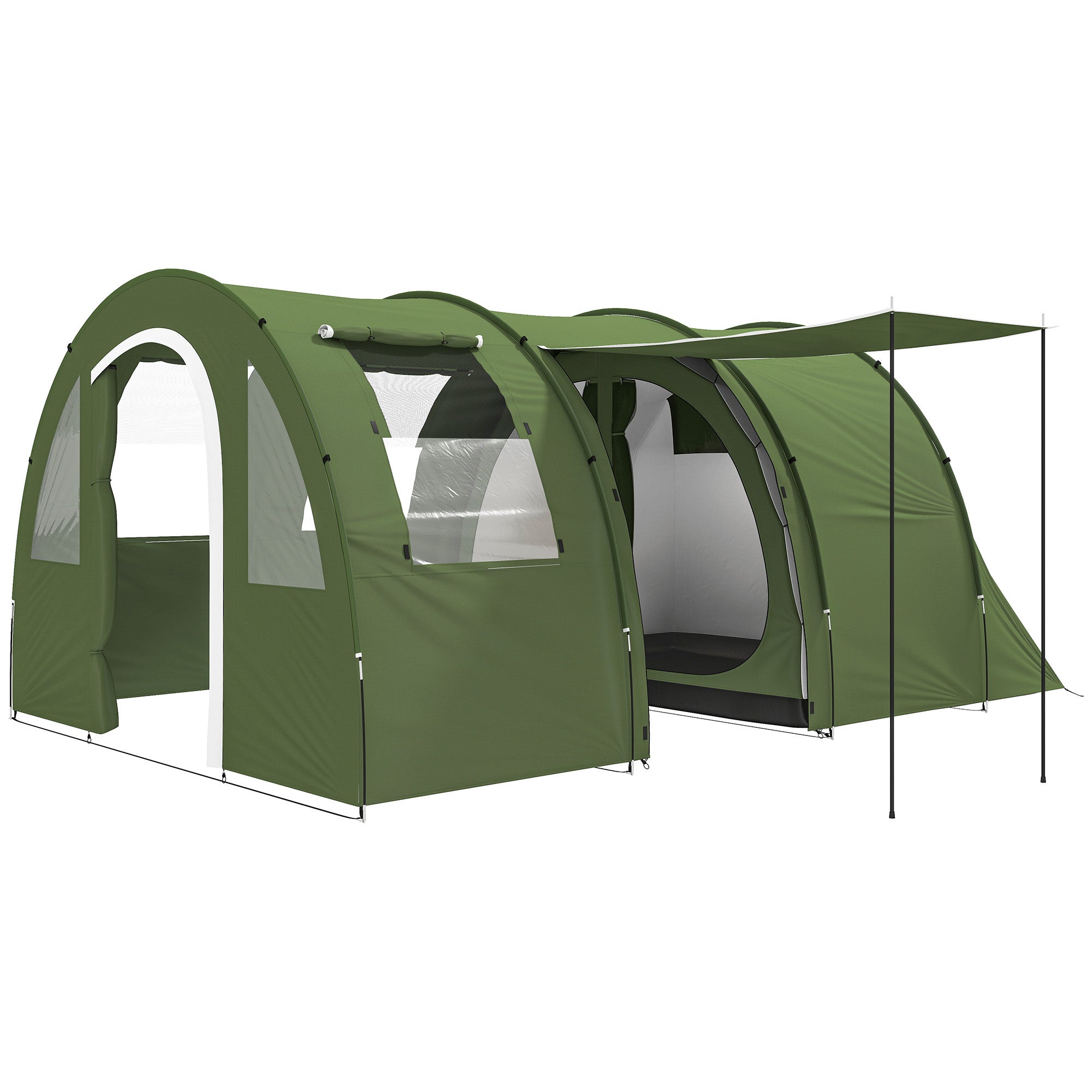 Outsunny 5-6 Man Camping Tent with 2 Room, Floor and Carry Bag - Green - North Peak Garden Furniture