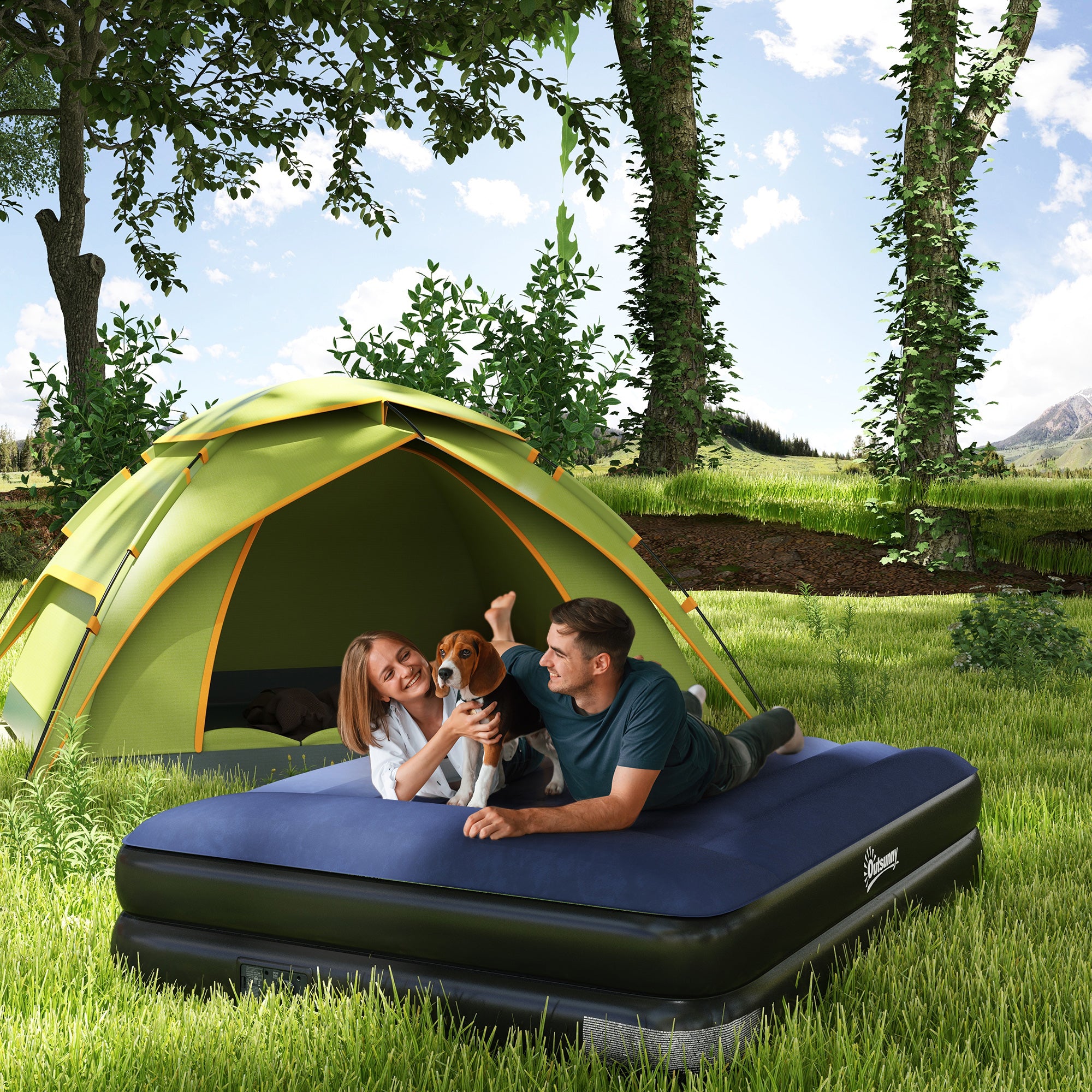 Outsunny King-Size Air Bed, with Built-in Electric Pump and Carry Bag - North Peak Garden Furniture