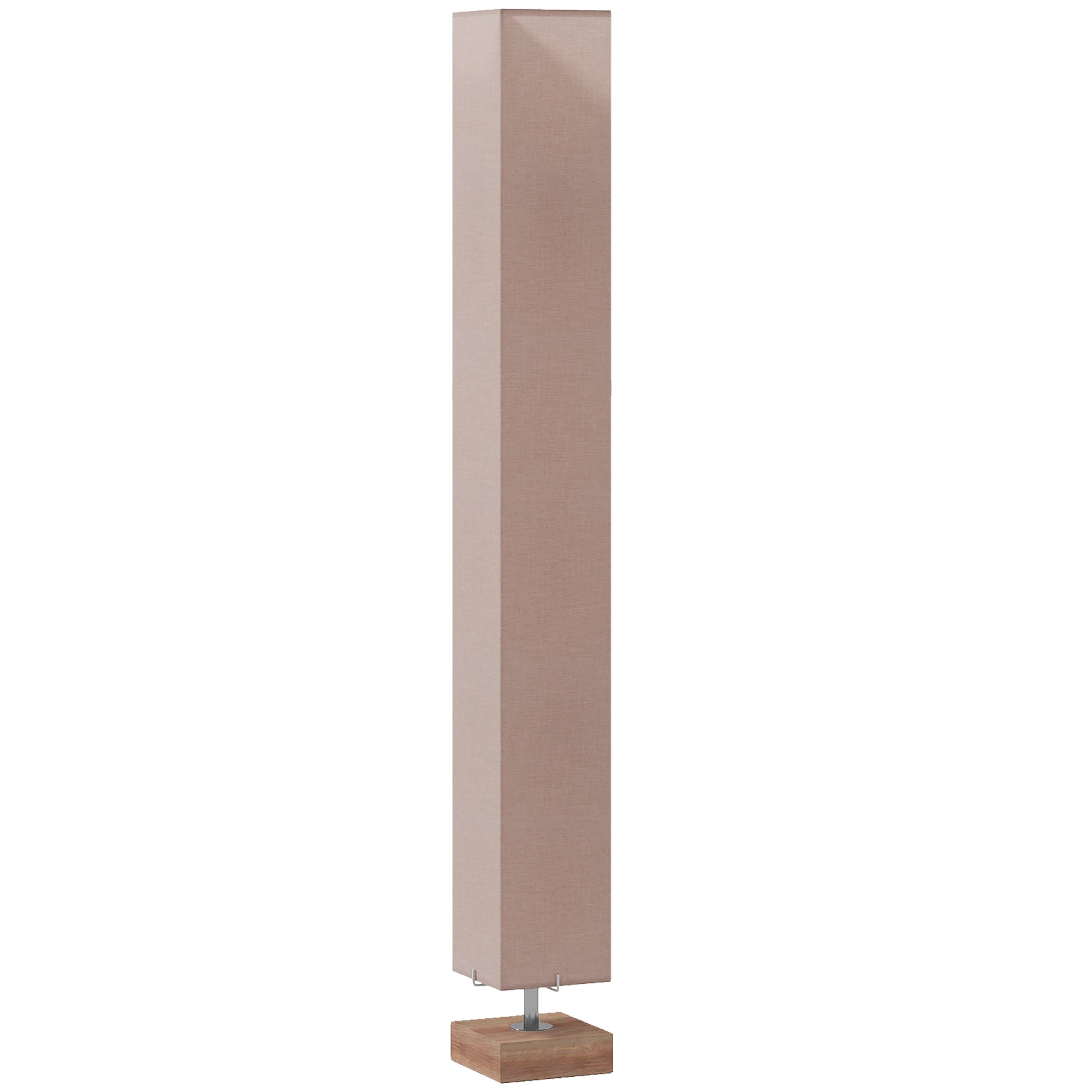 HOMCOM 120cm Tall Linen Floor Lamp w/ Wood Base Steel Frame 2 Bulbs Home Lighting Soft Atmospheric Stylish Modern Bedroom Land Cream - North Peak Garden Furniture