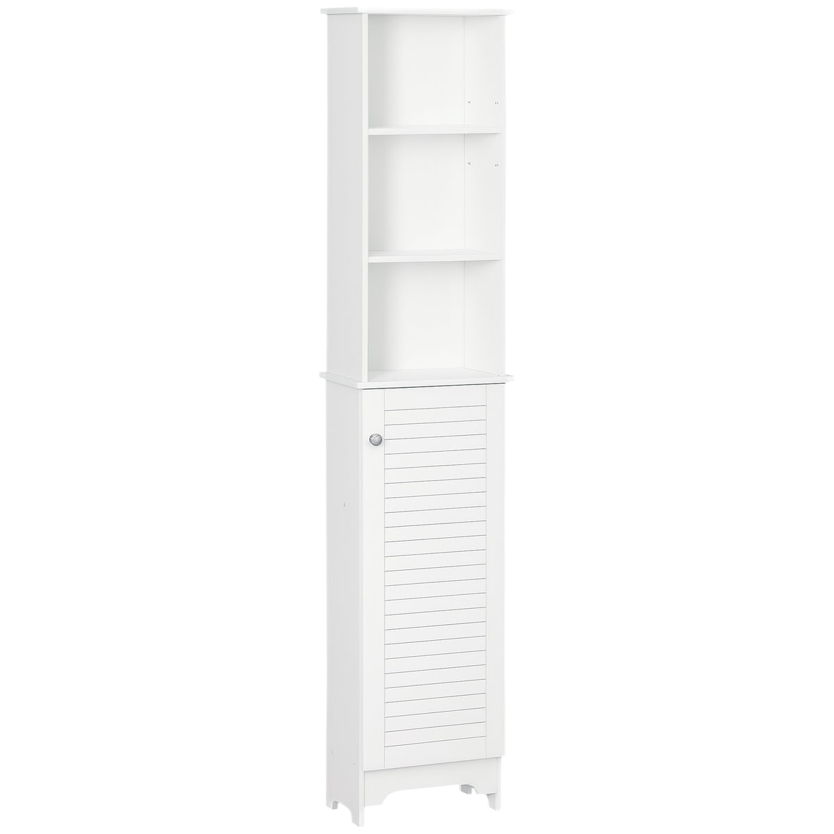 HOMCOM Tall Bathroom Cabinet Storage Cupboard Floor Standing Home Bathroom Furniture w/ 6 Shelves 165H x 34W x 20D cm White
