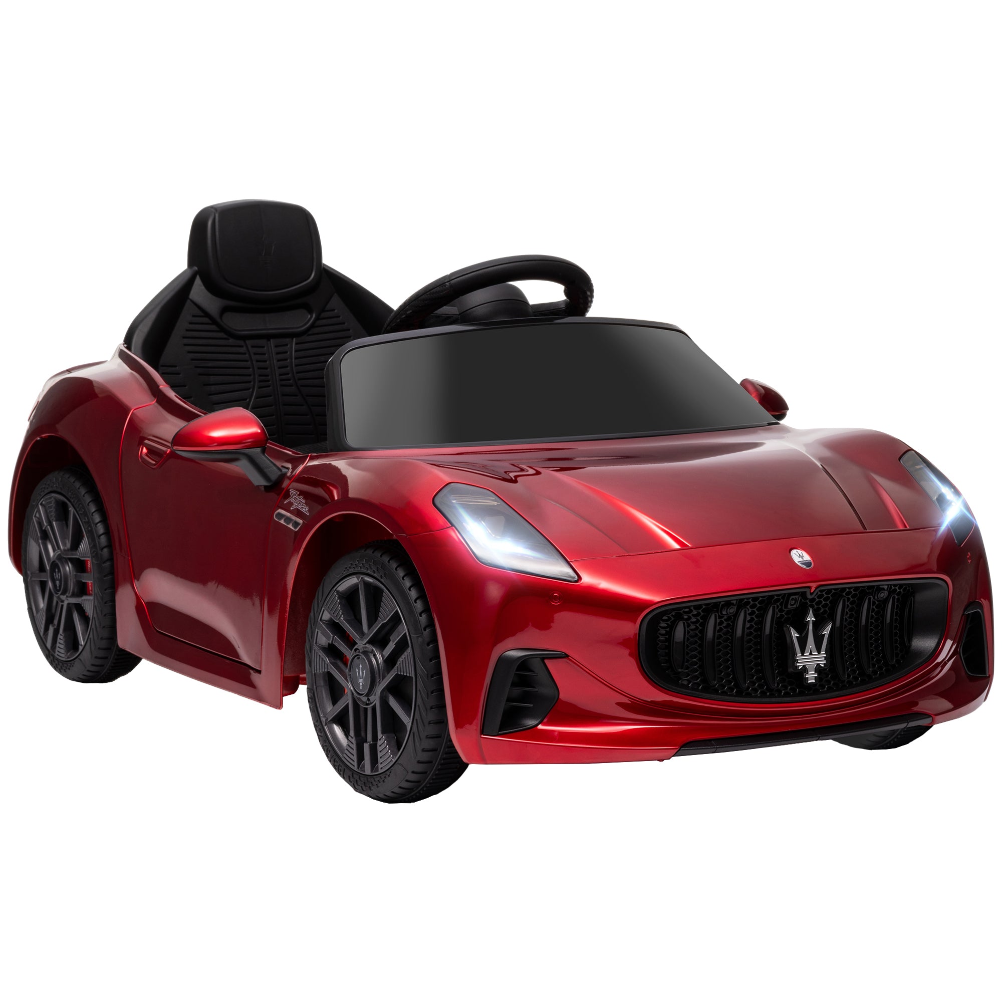 AIYAPLAY 12V Maserati Gran Turismo Folgore Lincesed Kids Electric Car with Remote Control, Soft Start, Wine Red - North Peak Garden Furniture