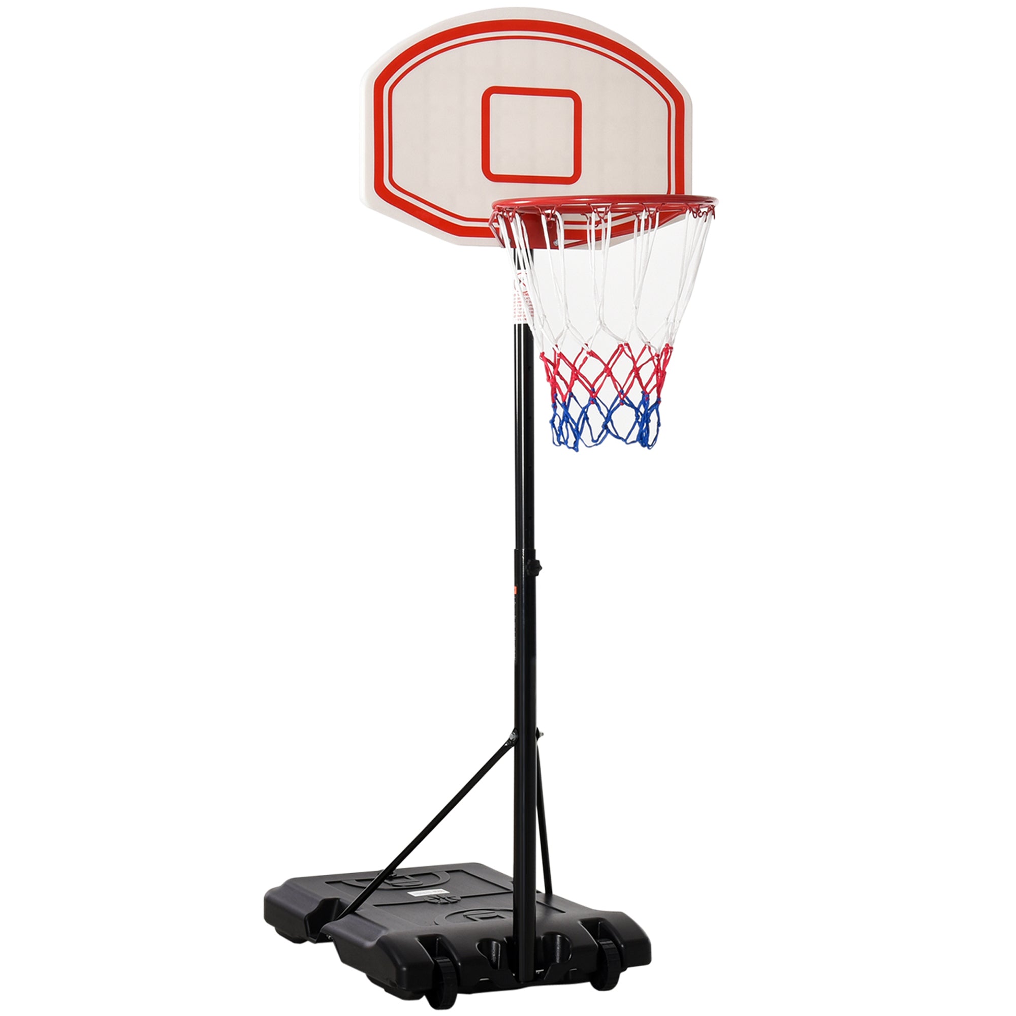 HOMCOM Portable Basketball Stand 175-215cm Adjustable Height Sturdy Rim Hoop w/ Large Wheels Stable Base Net Free Standing - North Peak Garden Furniture