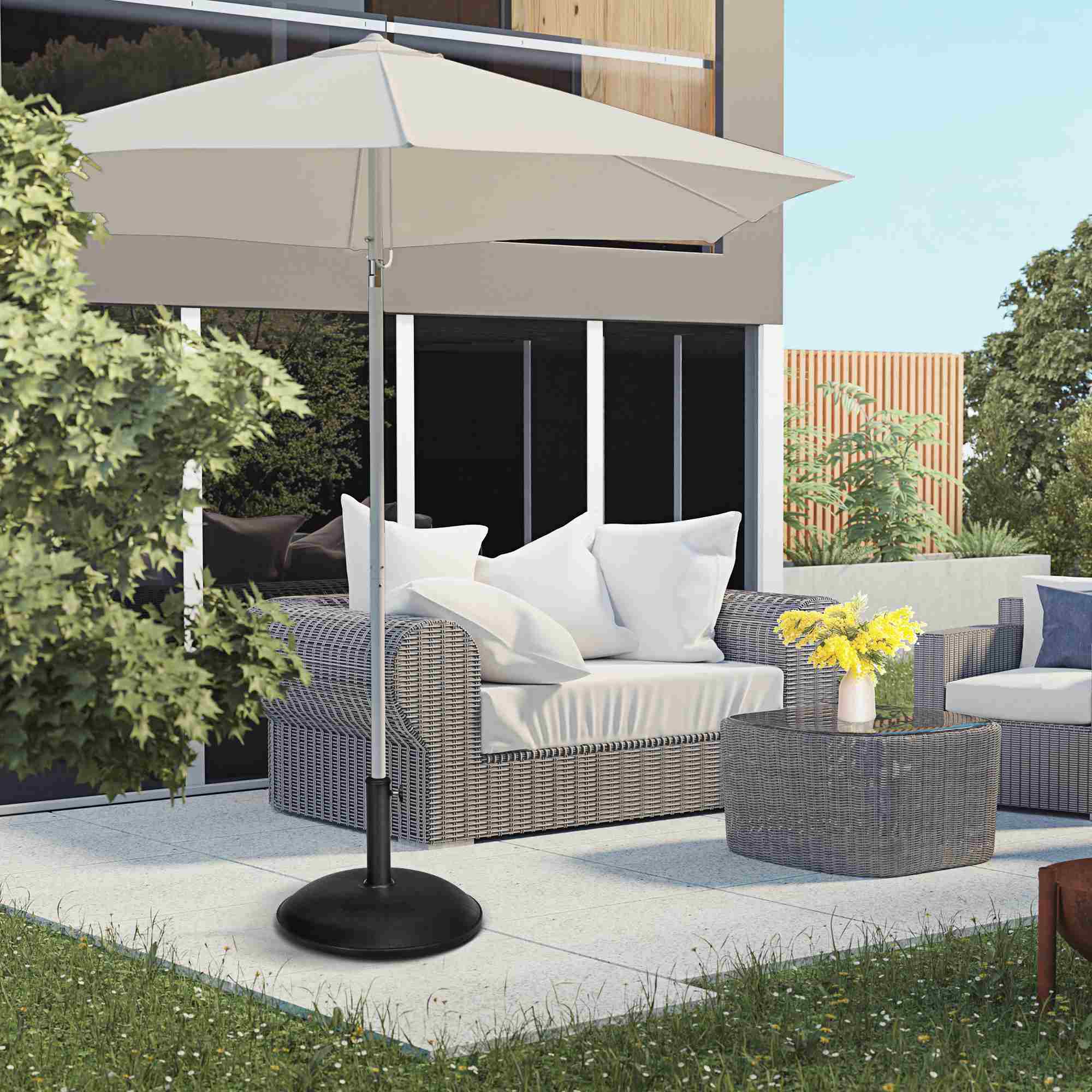 Outsunny Heavy Duty Cement Parasol Umbrella Base 20kg Patio Stand Garden Outdoor Shade Holder Round - North Peak Garden Furniture