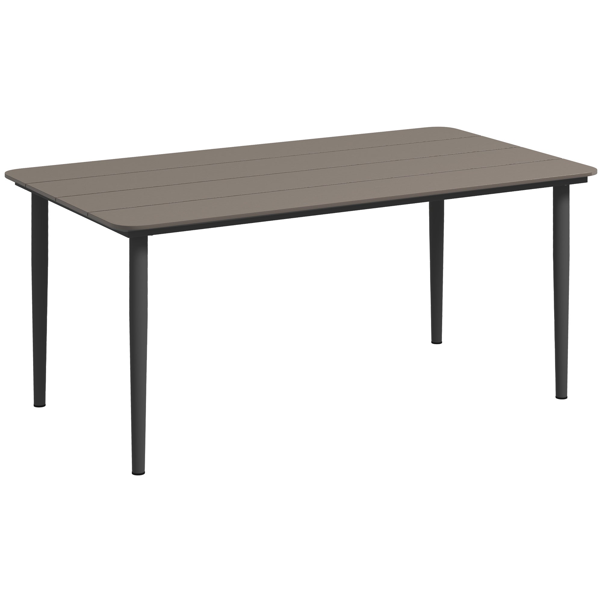 Outsunny Garden Table, Outdoor Dining Table for 6 People, 160 x 90 x 74 cm, with Rust Resistant Metal Frame, WPC Top, for Balcony, Terrace, Dark Grey - North Peak Garden Furniture