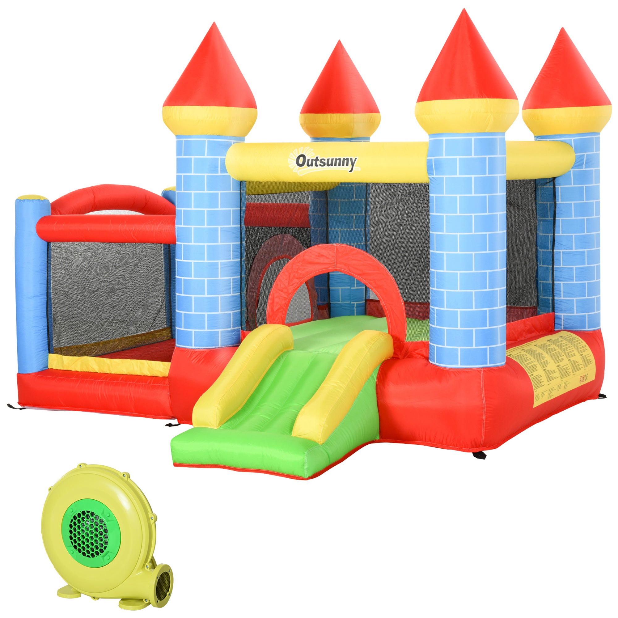 Outsunny Kids Bounce Castle Inflatable Trampoline Slide Pool Basket for Kids Age 3-10, 3 x 2.75 x 2.1m - North Peak Garden Furniture