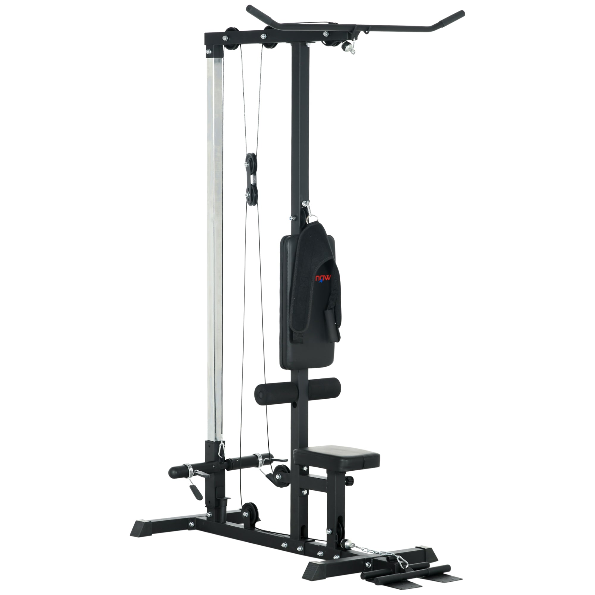 SPORTNOW Pull Up Station, Power Cage with Adjustable Seat, for Home Gym - Black - North Peak Garden Furniture