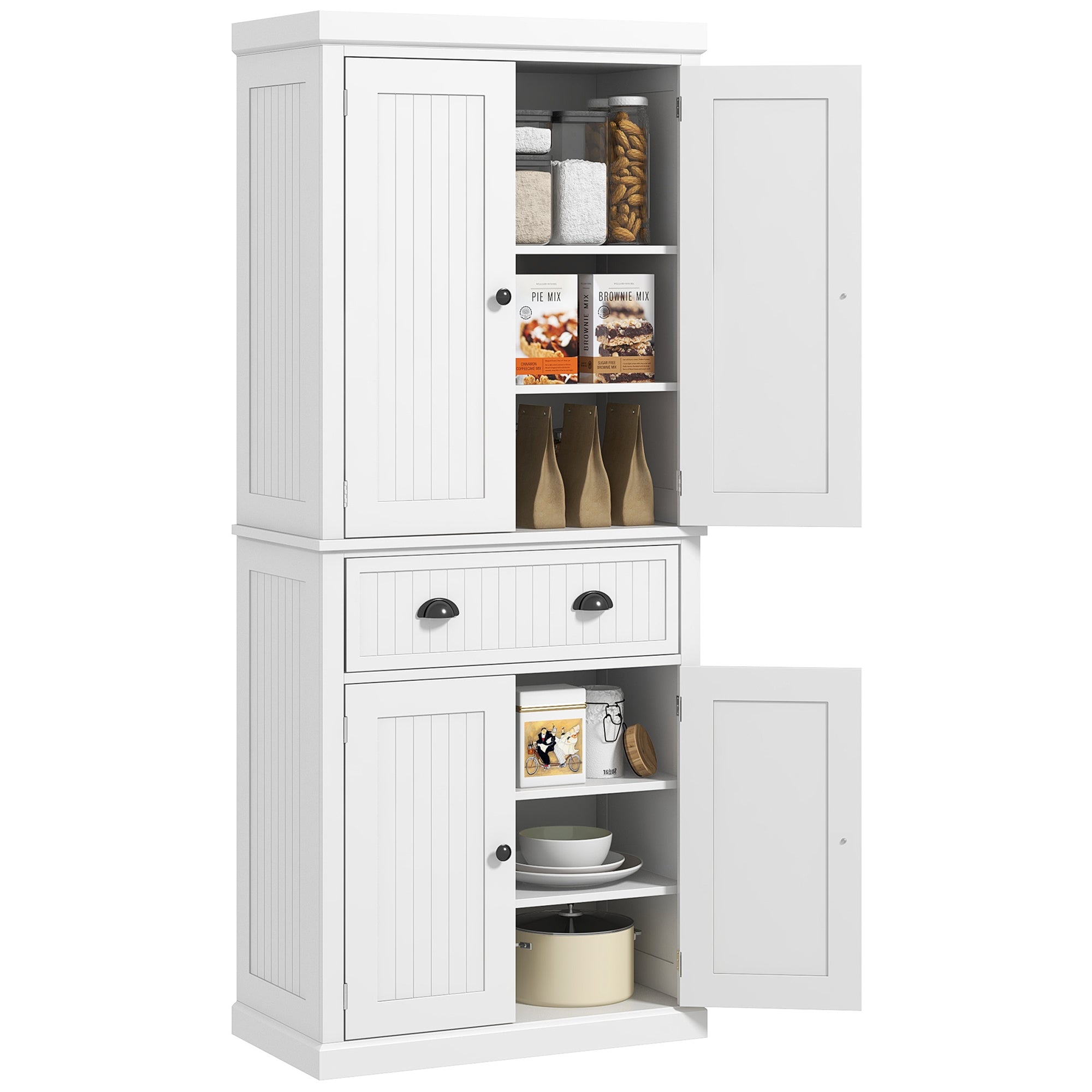 HOMCOM Freestanding Multi-Storage Kitchen Cabinet - White - North Peak Garden Furniture