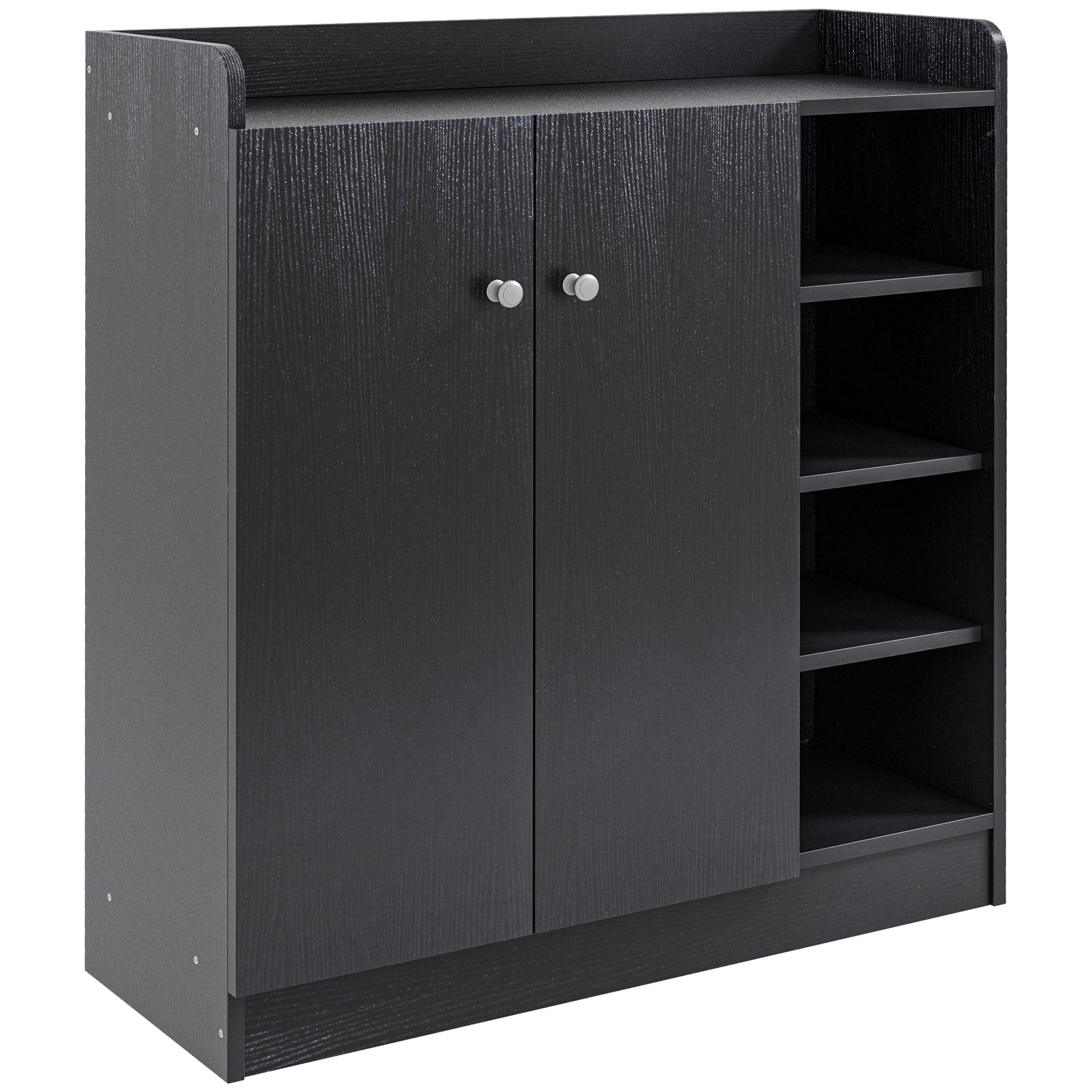 HOMCOM Shoe Storage Cabinet with Adjustable Shelves - Black - North Peak Garden Furniture