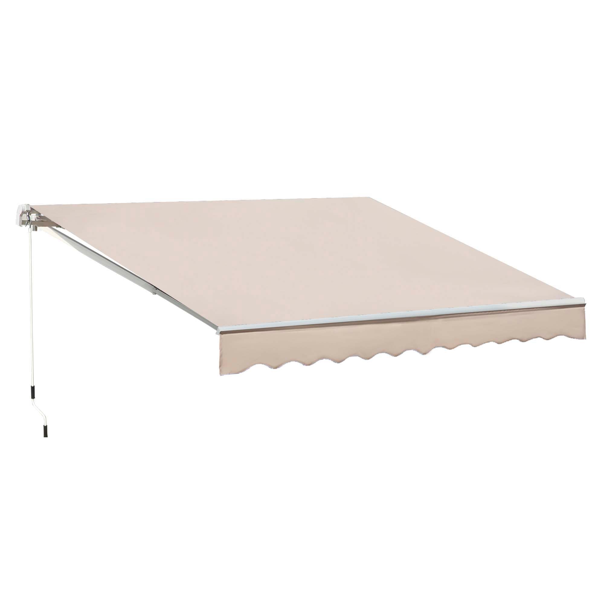 Outsunny Manual Retractable Awning, 3x2.5 m-Ivory White - North Peak Garden Furniture