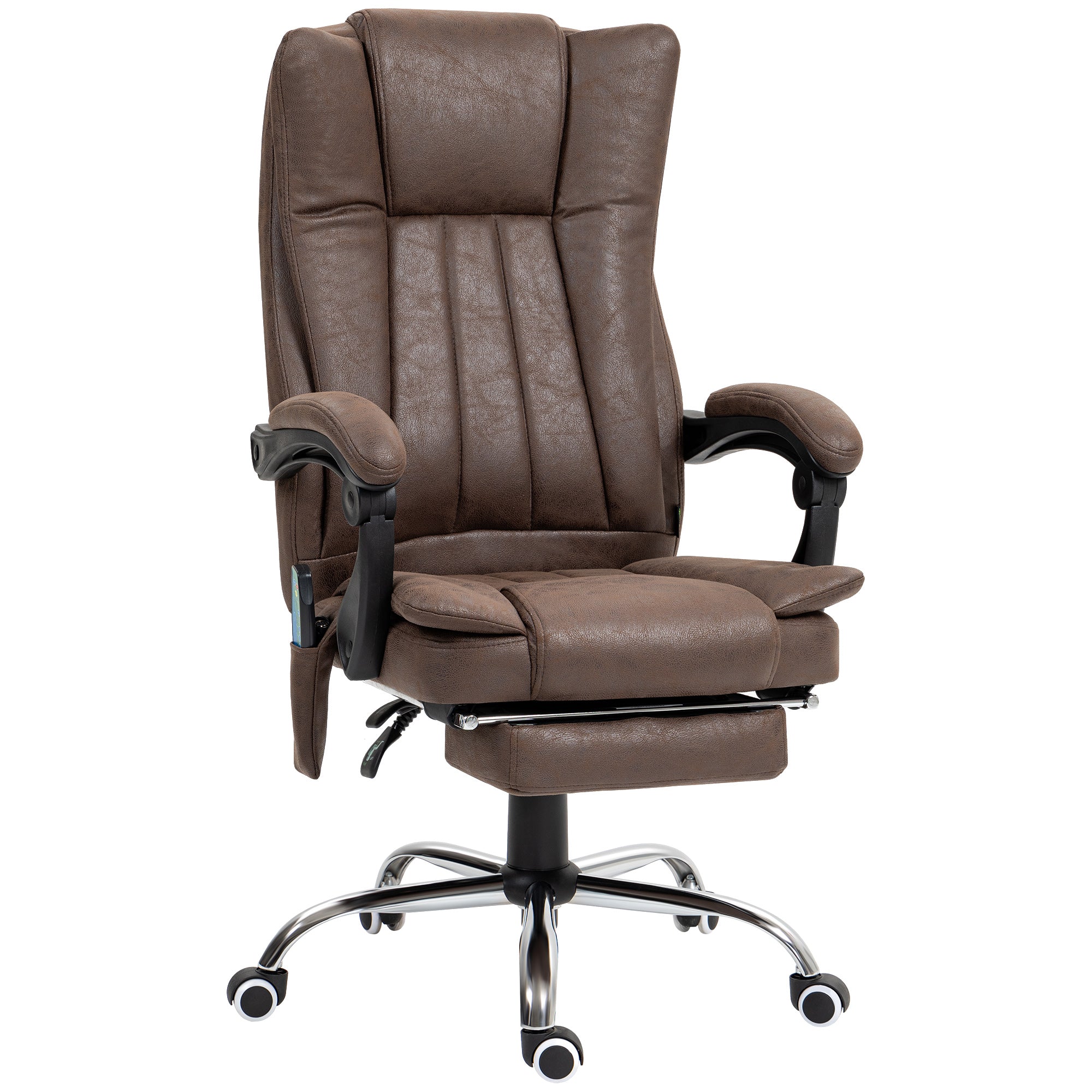 Vinsetto Vibrating Massage Office Chair with Heat, Desk Chair with Height Adjustable and Footrest, Dark Brown - North Peak Garden Furniture