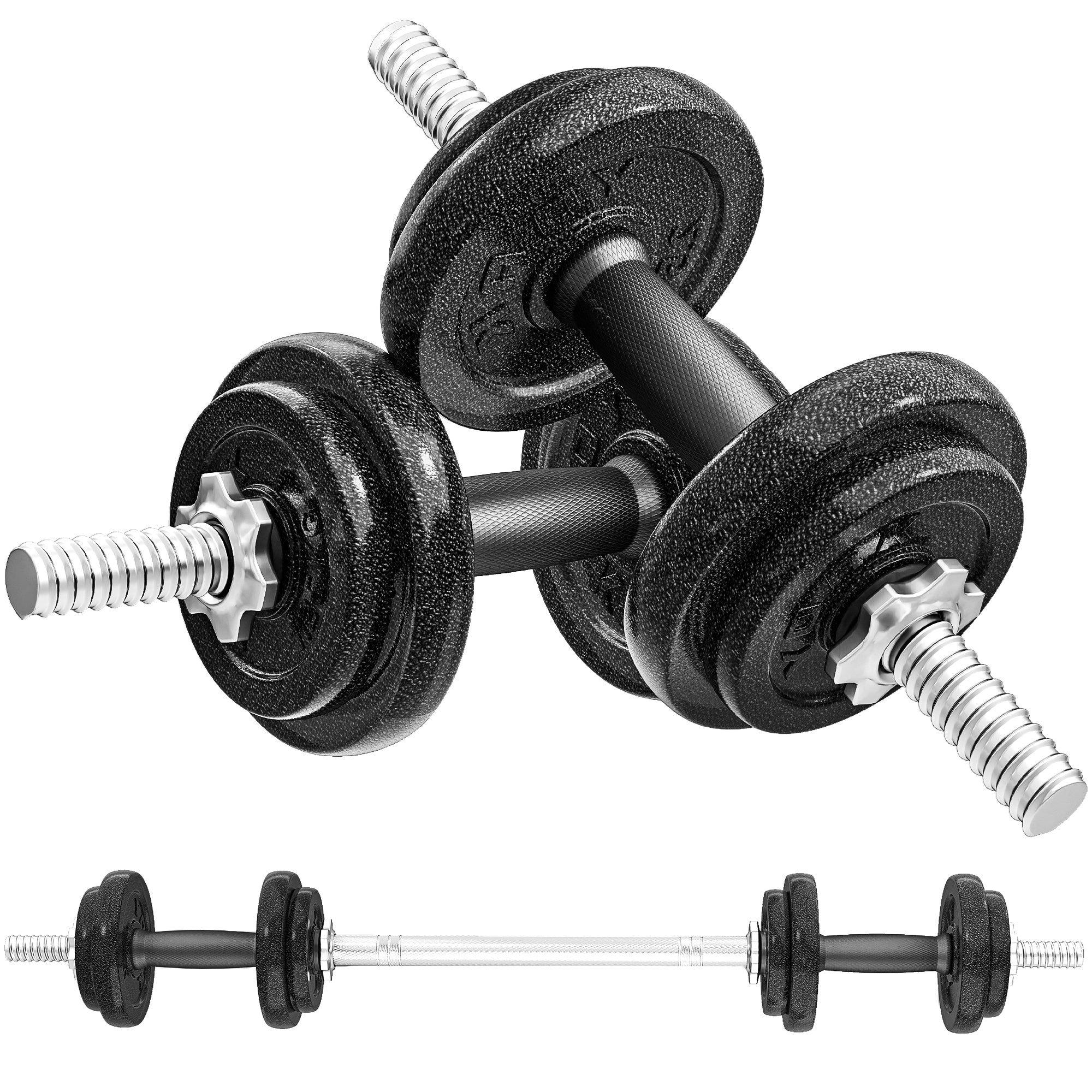 SPORTNOW 2-in-1 Adjustable Dumbbells Set, 20kg Weights Dumbbells Set with Non-Slip Grip for Strength Training, Weight Lifting, Bodybuilding, Home Gym Workout Equipment for Men & Women