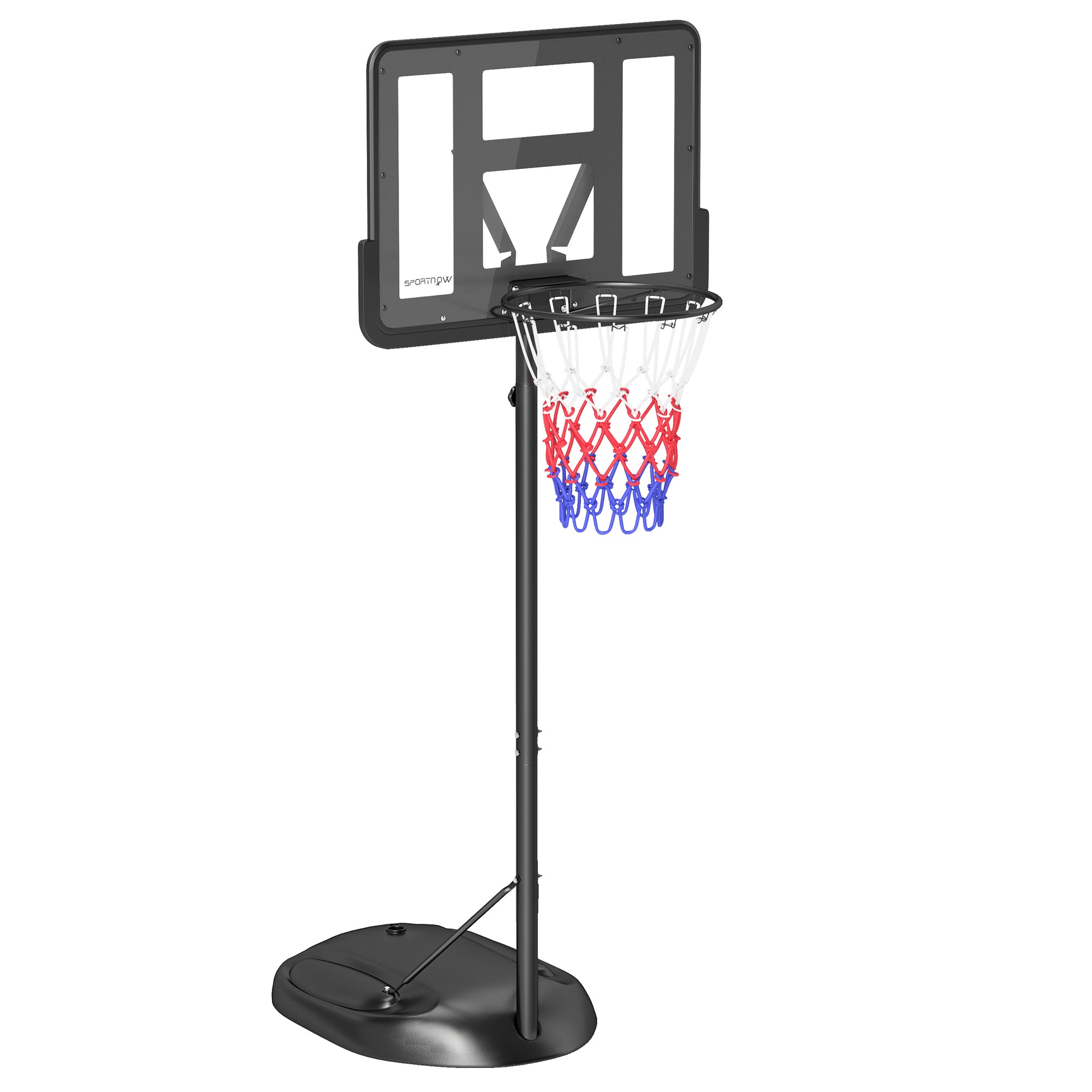 SPORTNOW Height Adjustable Basketball System, Freestanding Basketball Hoop and Stand w/ Wheels, 167-228cm - North Peak Garden Furniture